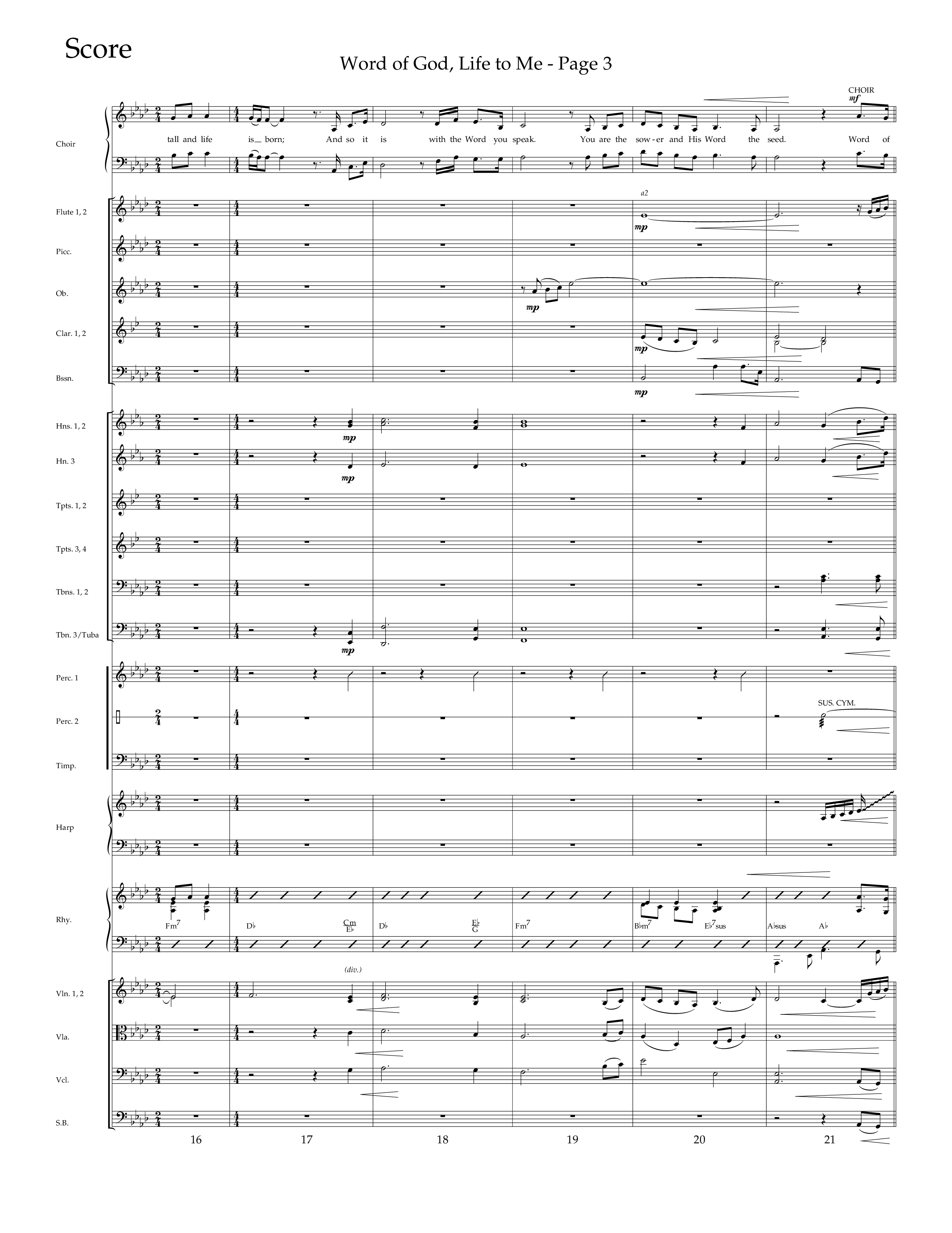 Word Of God Life To Me (Choral Anthem SATB) Orchestration (Lifeway Choral / Arr. David Hamilton)