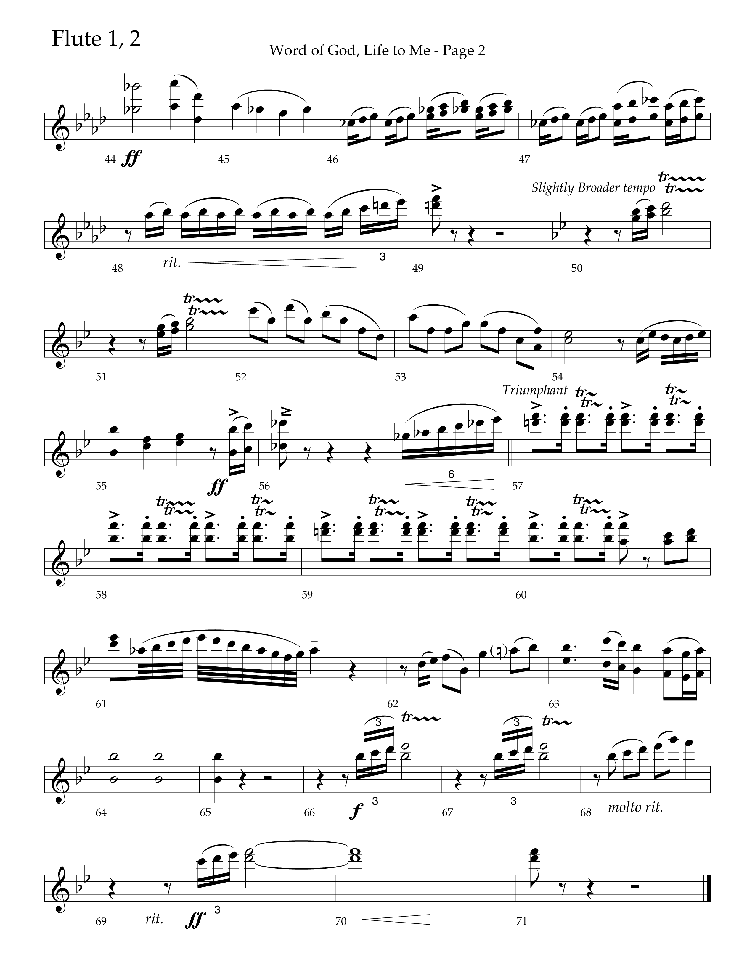 Word Of God Life To Me (Choral Anthem SATB) Flute 1/2 (Lifeway Choral / Arr. David Hamilton)