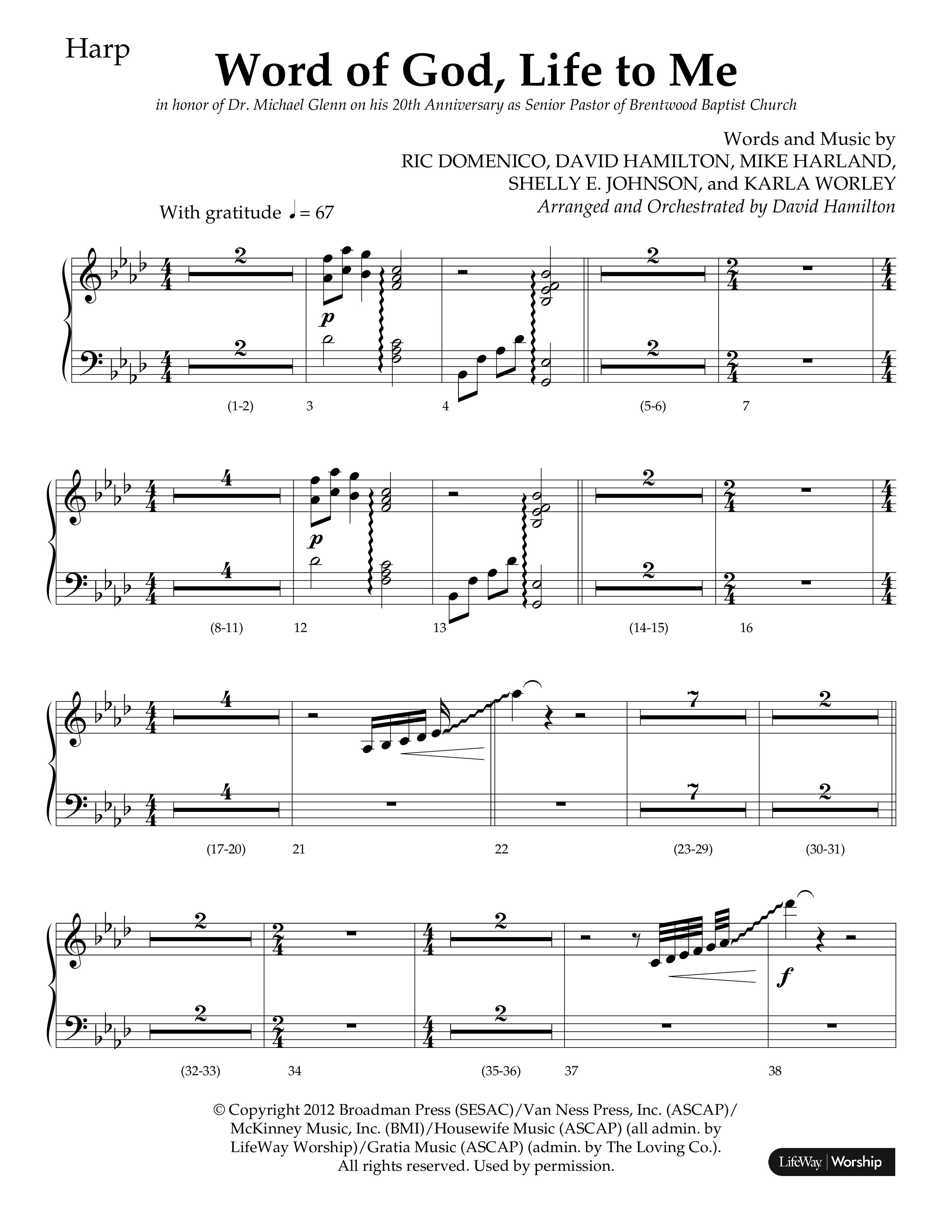 Word Of God Life To Me (Choral Anthem SATB) Harp (Lifeway Choral / Arr. David Hamilton)