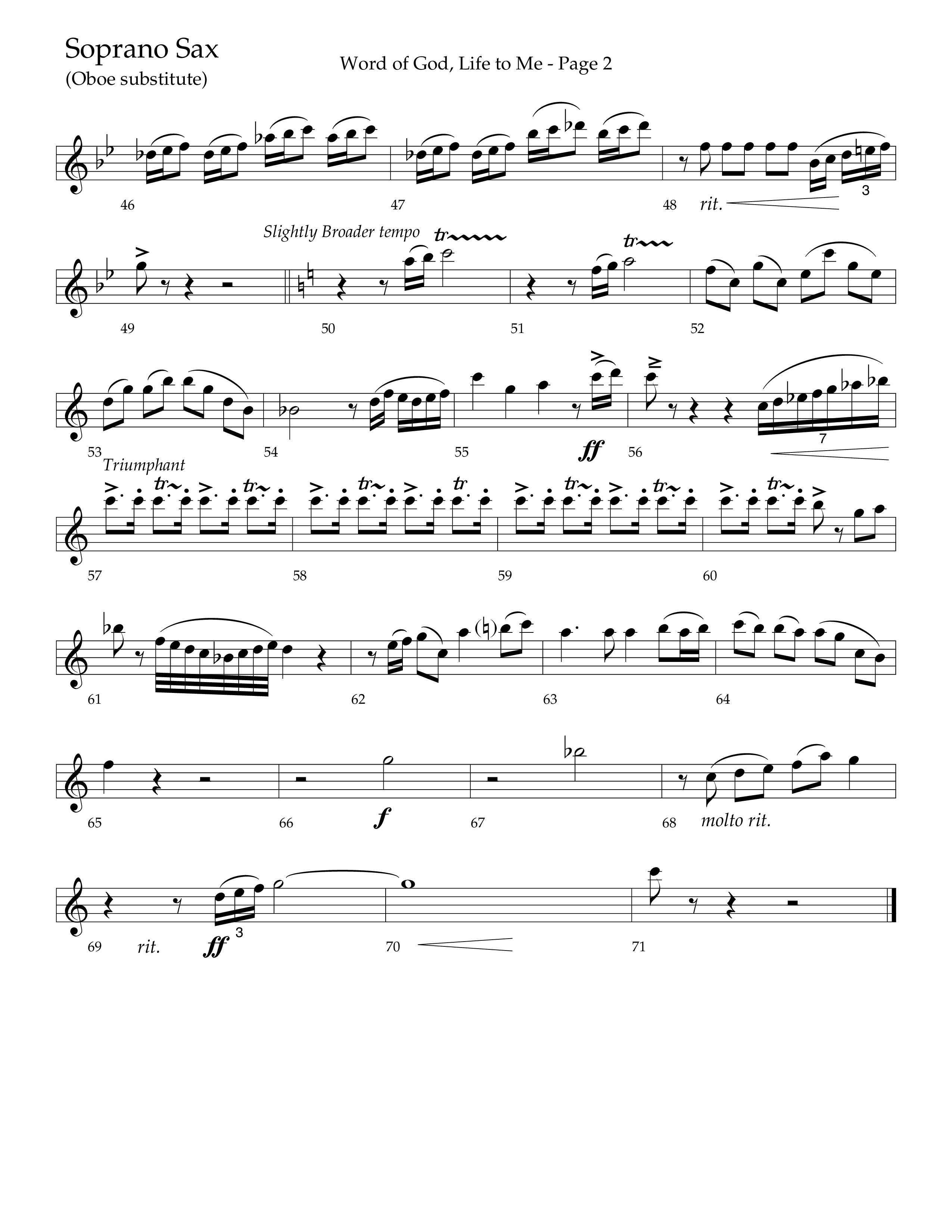 Word Of God Life To Me (Choral Anthem SATB) Soprano Sax (Lifeway Choral / Arr. David Hamilton)