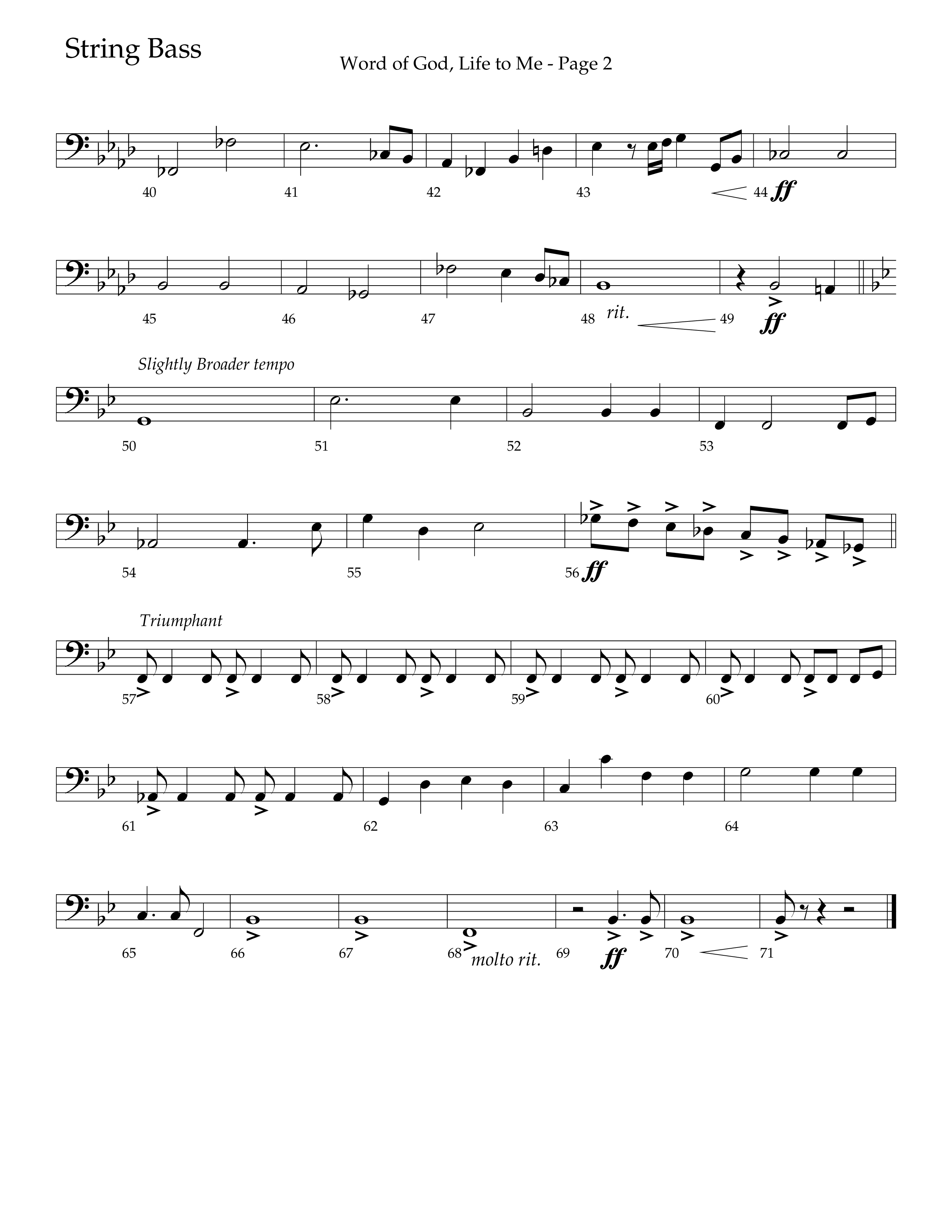 Word Of God Life To Me (Choral Anthem SATB) String Bass (Lifeway Choral / Arr. David Hamilton)