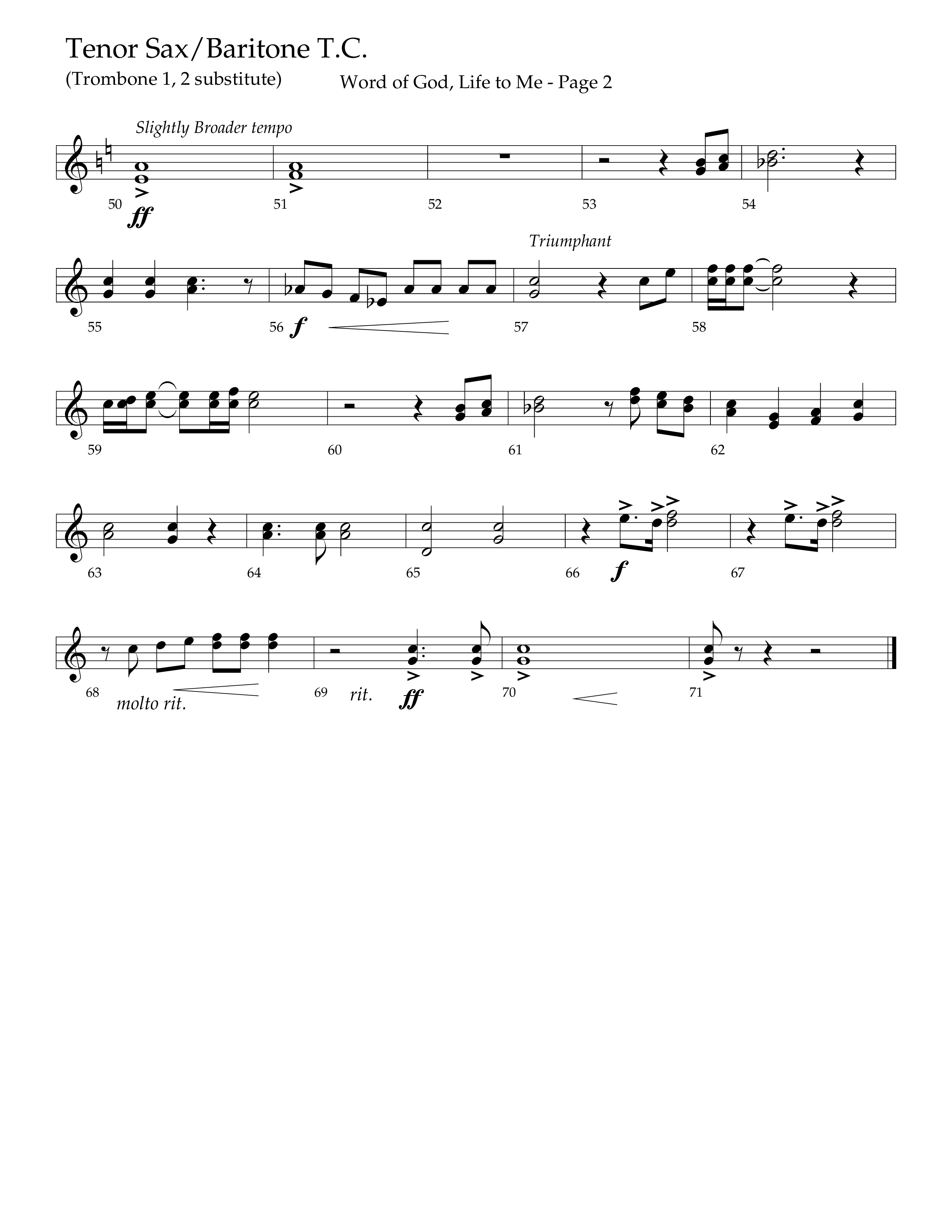 Word Of God Life To Me (Choral Anthem SATB) Tenor Sax/Baritone T.C. (Lifeway Choral / Arr. David Hamilton)