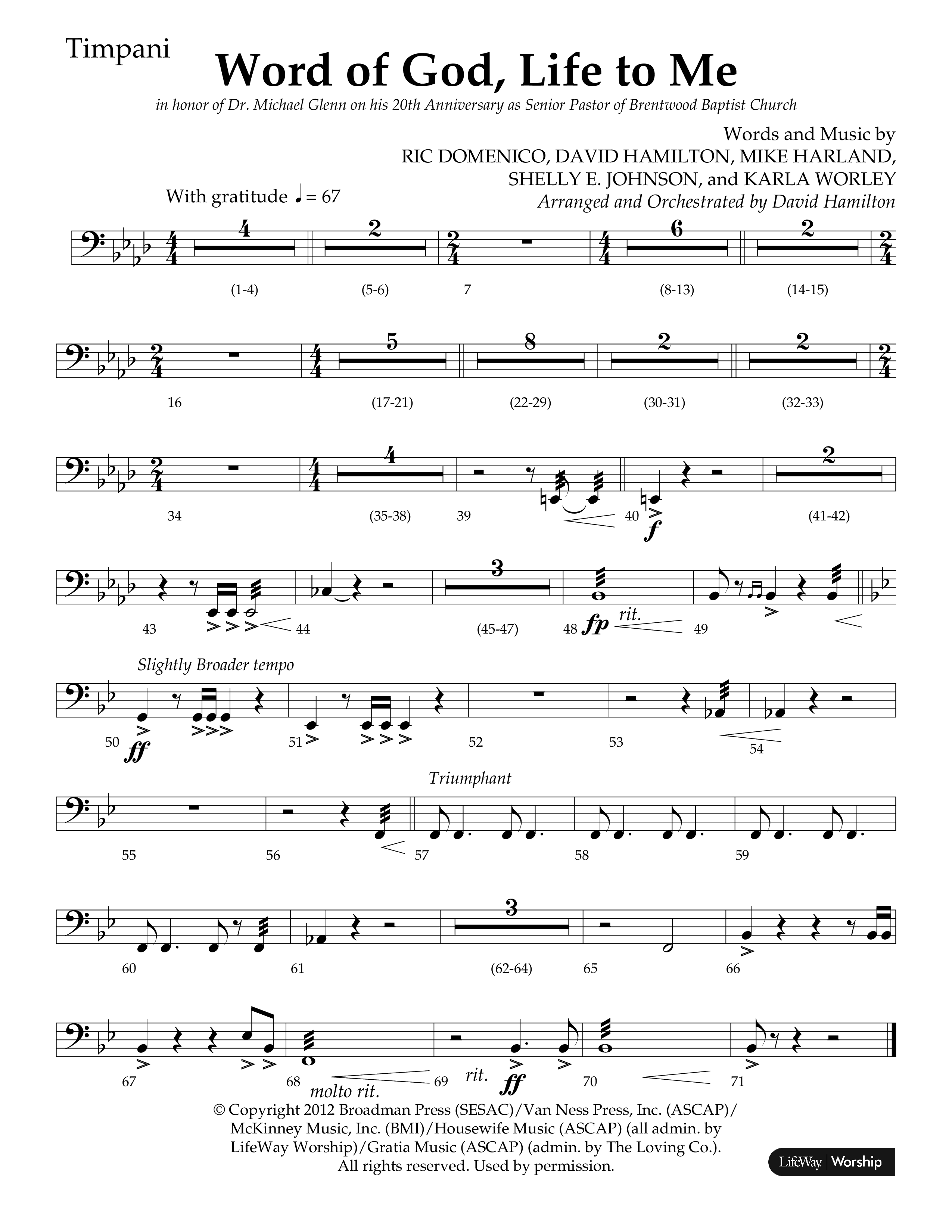 Word Of God Life To Me (Choral Anthem SATB) Timpani (Lifeway Choral / Arr. David Hamilton)