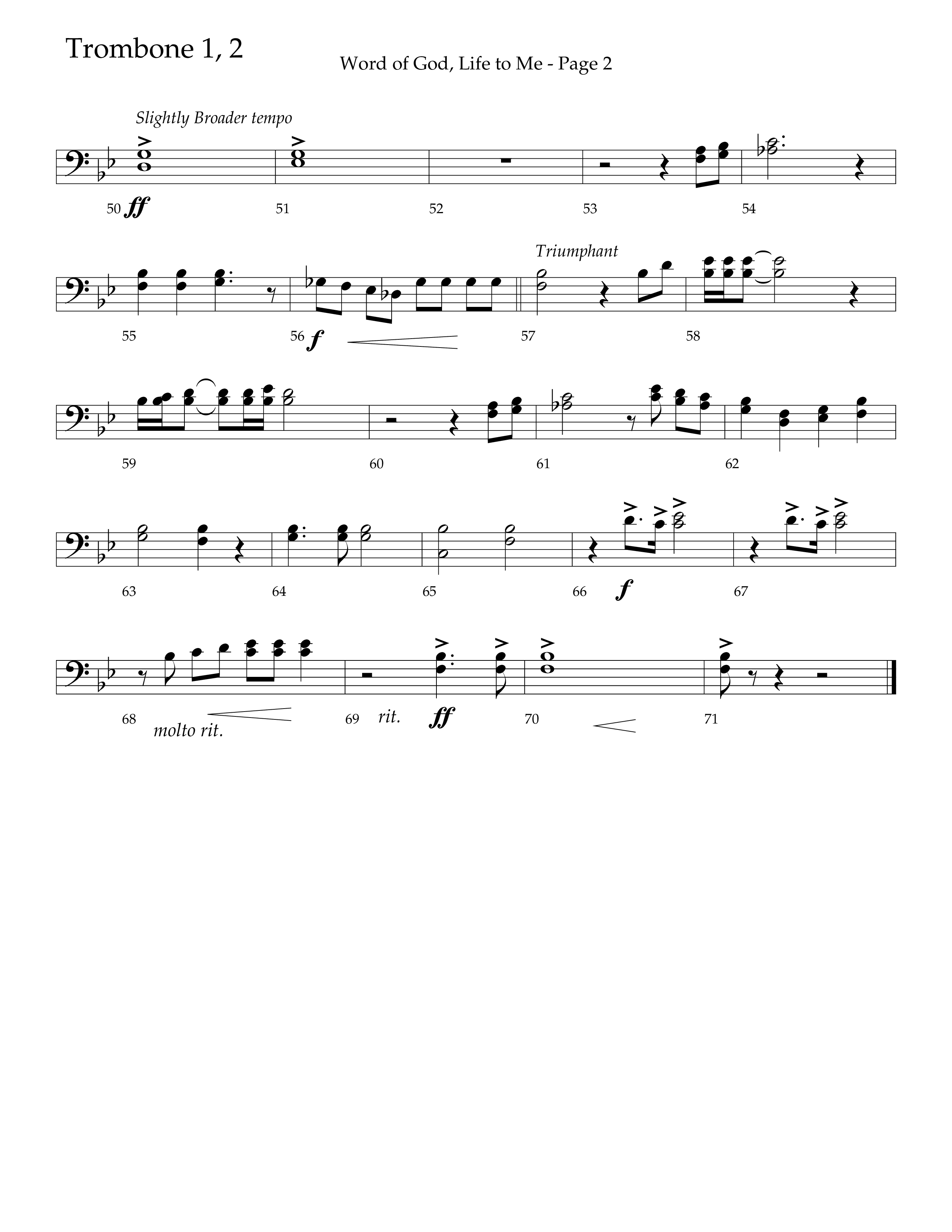 Word Of God Life To Me (Choral Anthem SATB) Trombone 1/2 (Lifeway Choral / Arr. David Hamilton)