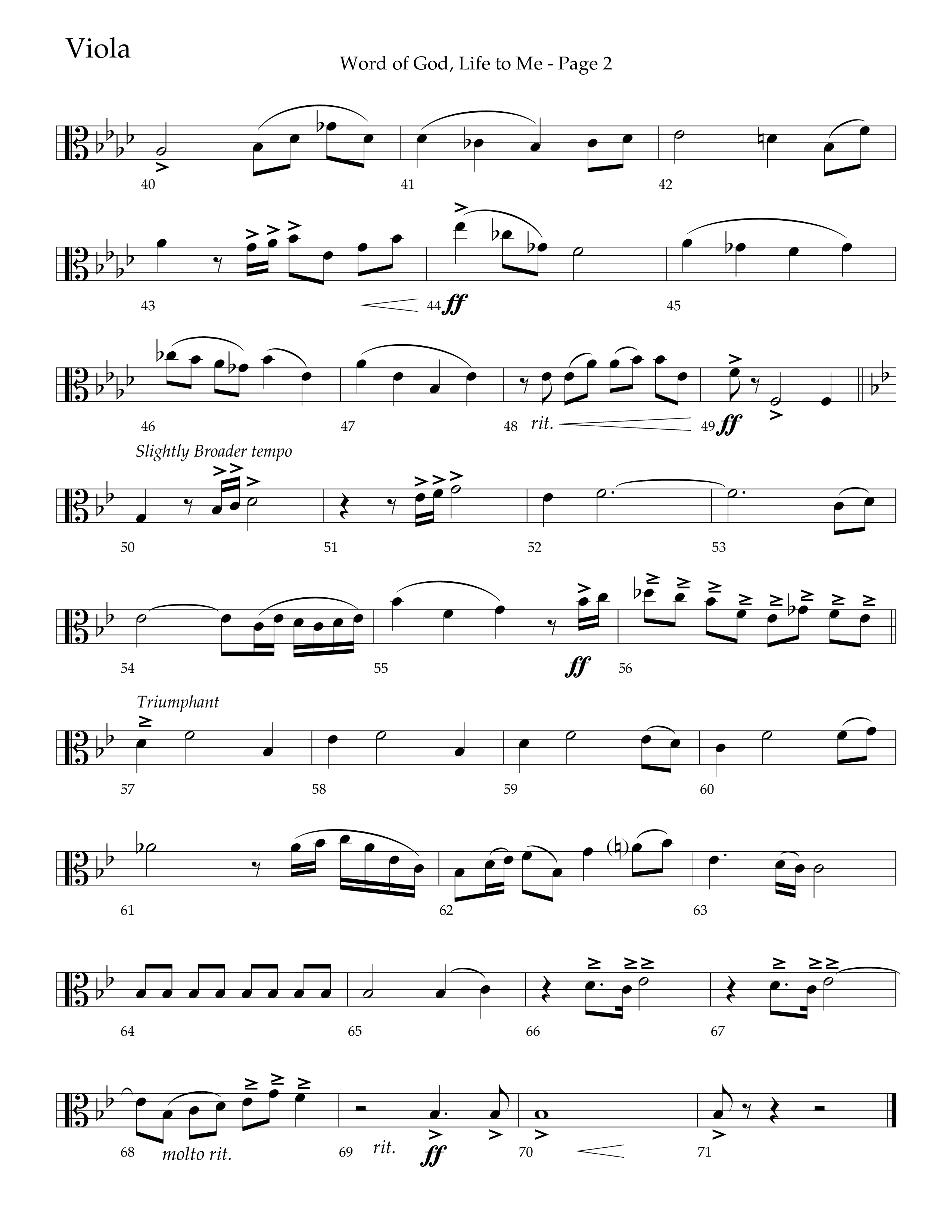 Word Of God Life To Me (Choral Anthem SATB) Viola (Lifeway Choral / Arr. David Hamilton)
