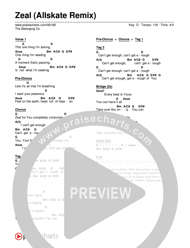 Zeal (Allskate Remix) Chords & Lyrics (The Belonging Co)