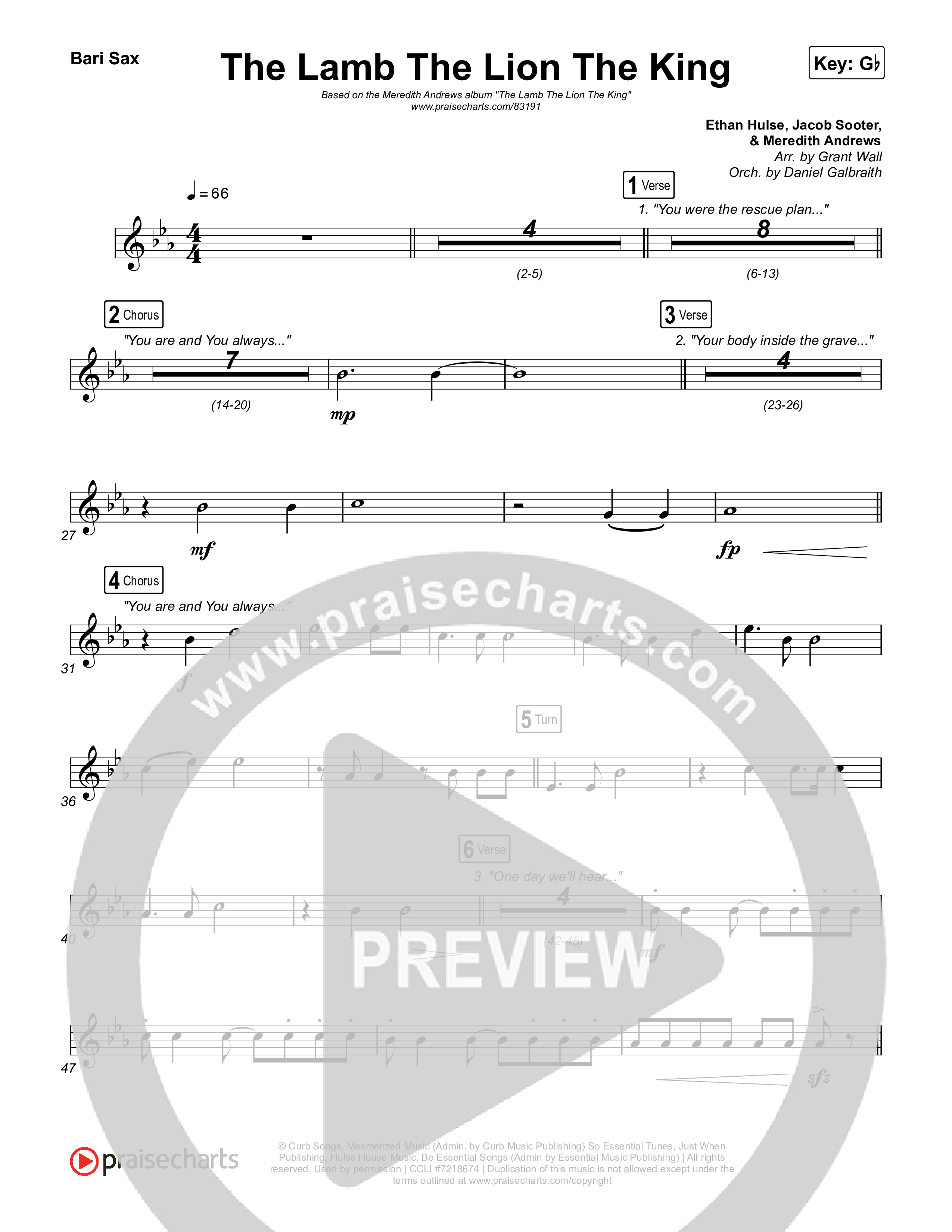 The Lamb The Lion The King Bari Sax (Meredith Andrews)