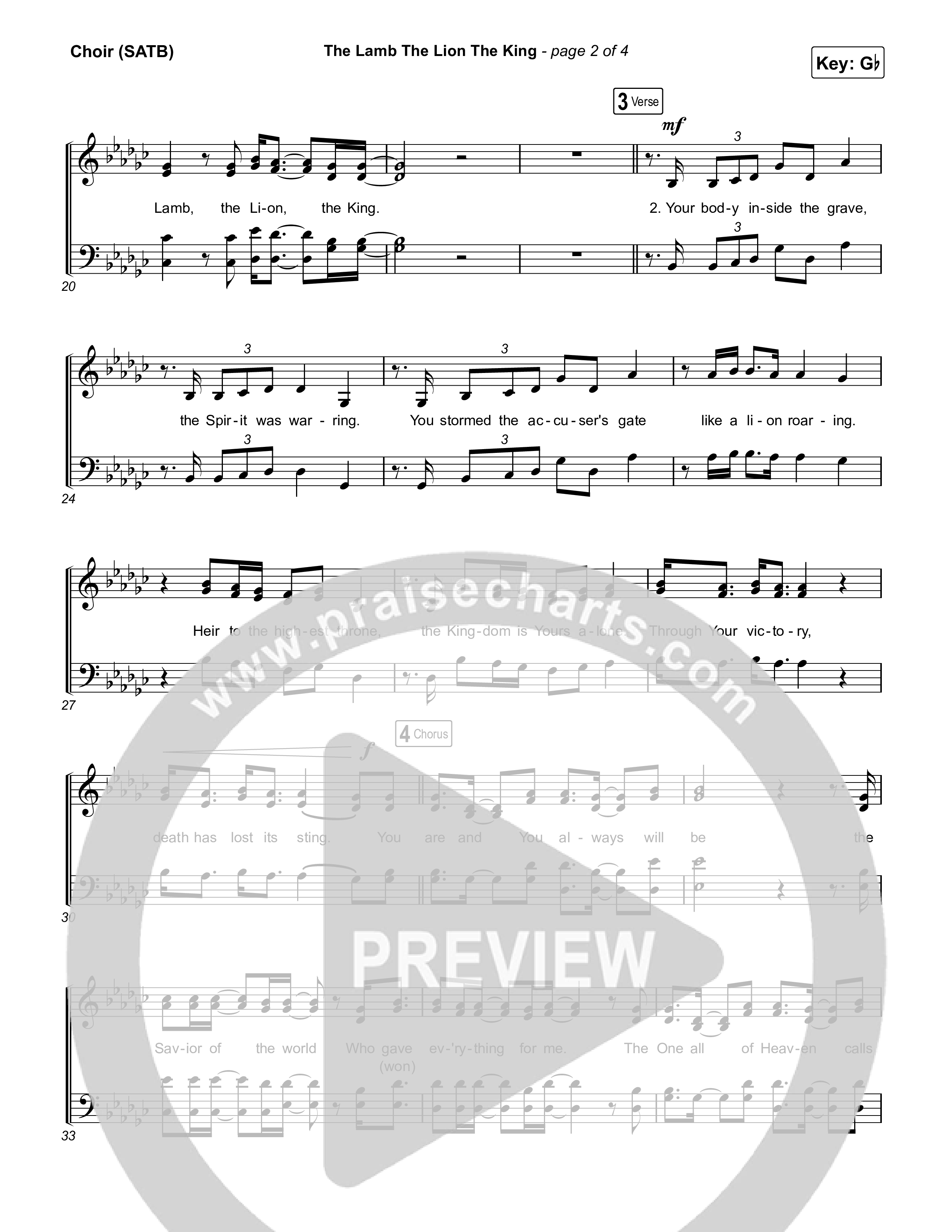 The Lamb The Lion The King Vocal Sheet (SATB) (Meredith Andrews)