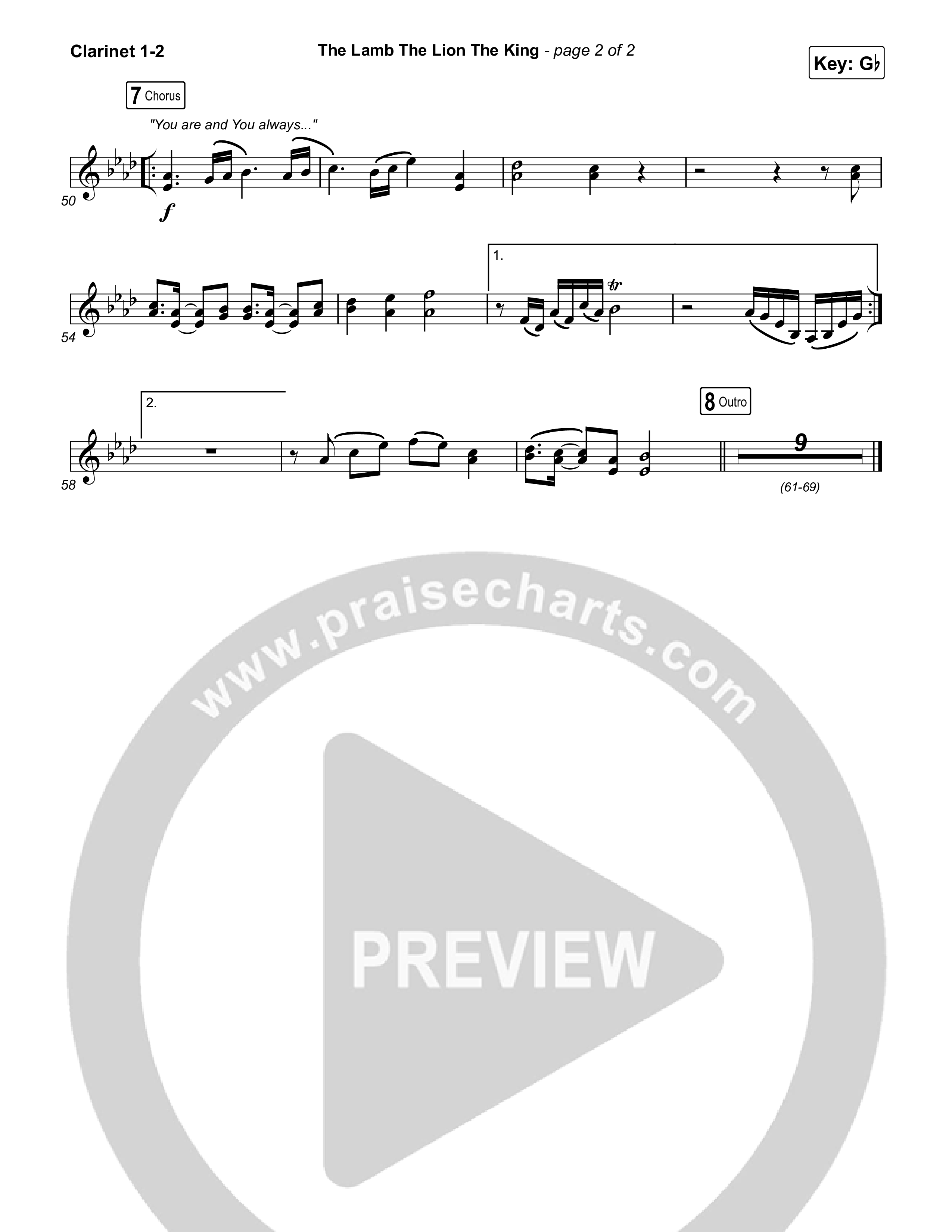 The Lamb The Lion The King Clarinet 1/2 (Meredith Andrews)