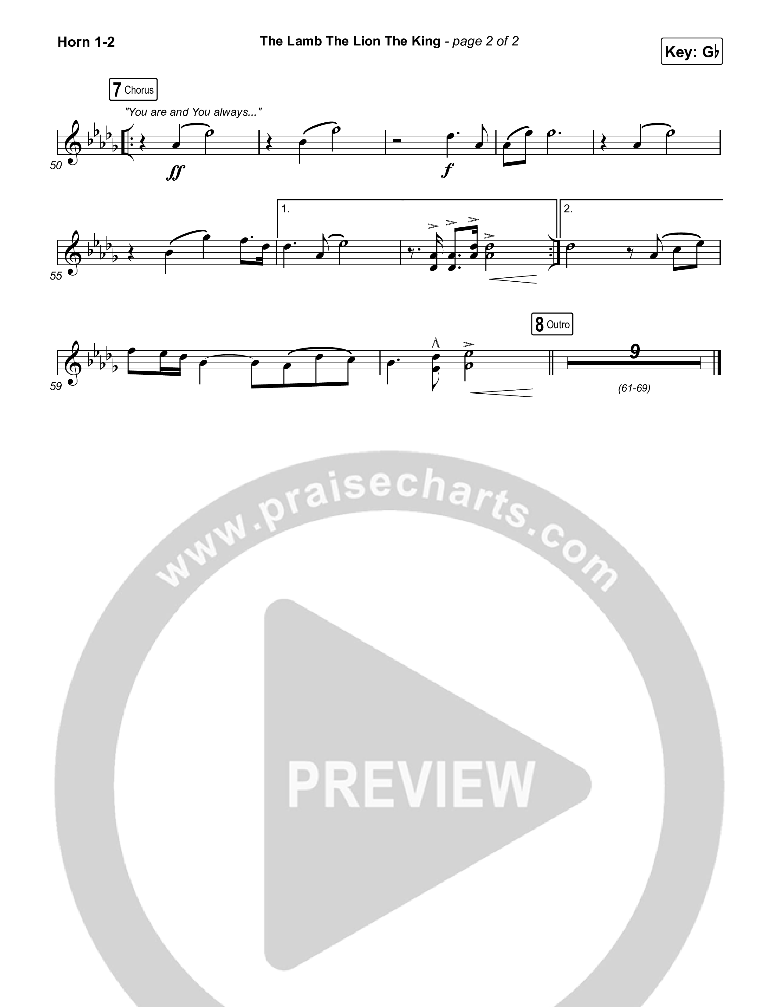 The Lamb The Lion The King French Horn 1/2 (Meredith Andrews)