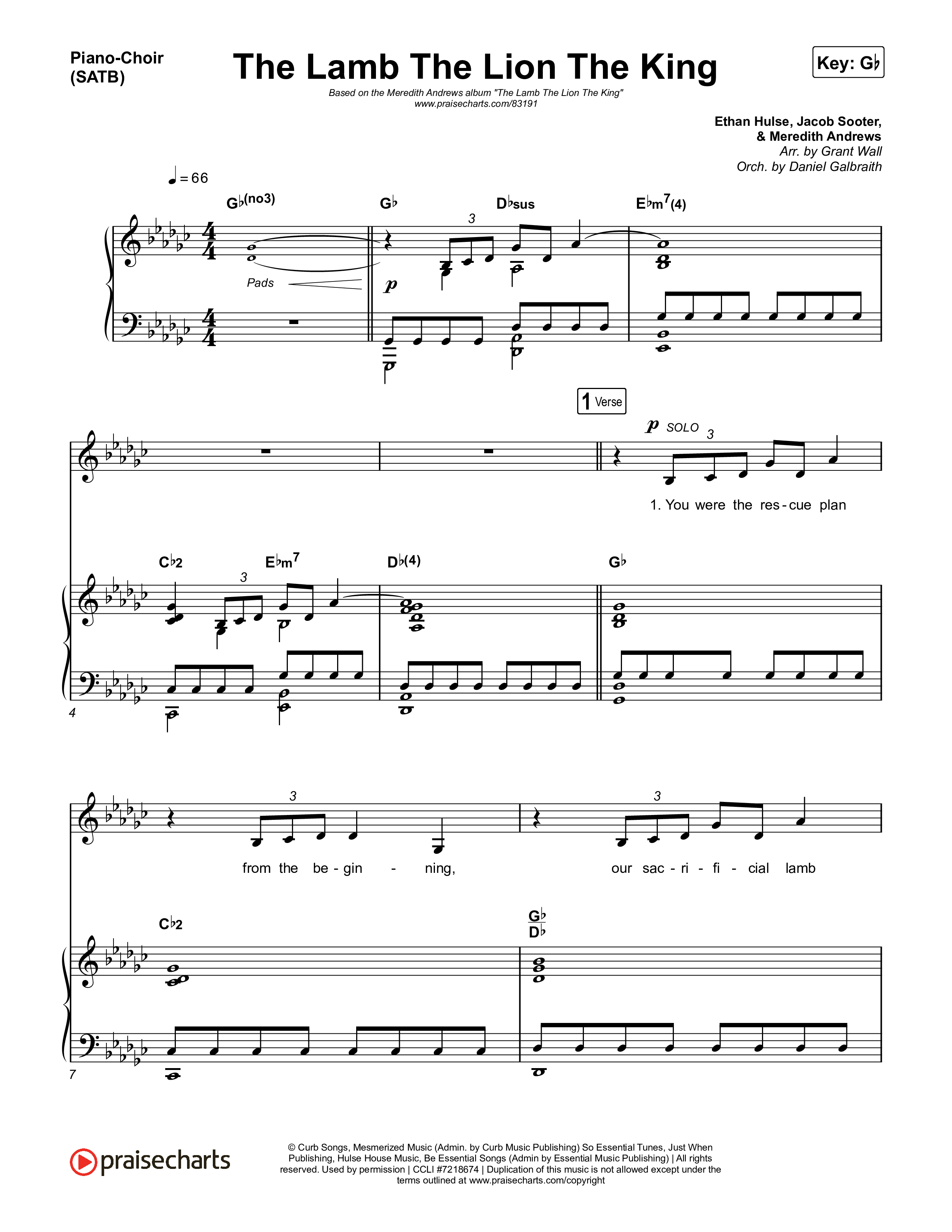 The Lamb The Lion The King Piano/Vocal (SATB) (Meredith Andrews)