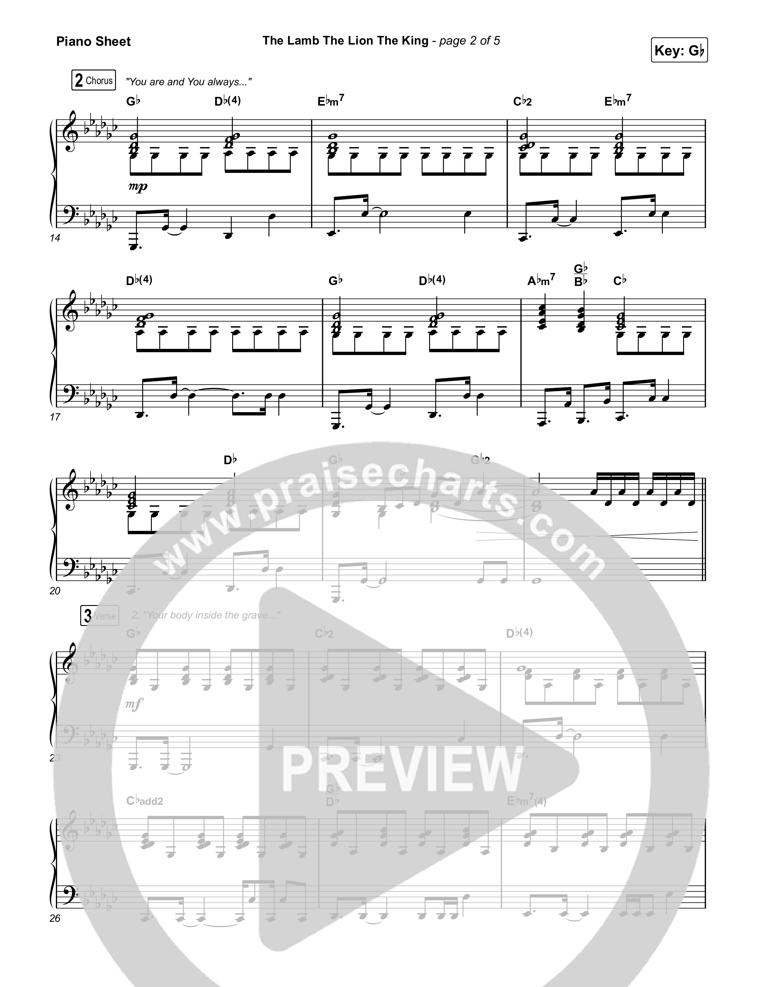 The Lamb The Lion The King Piano Sheet (Meredith Andrews)