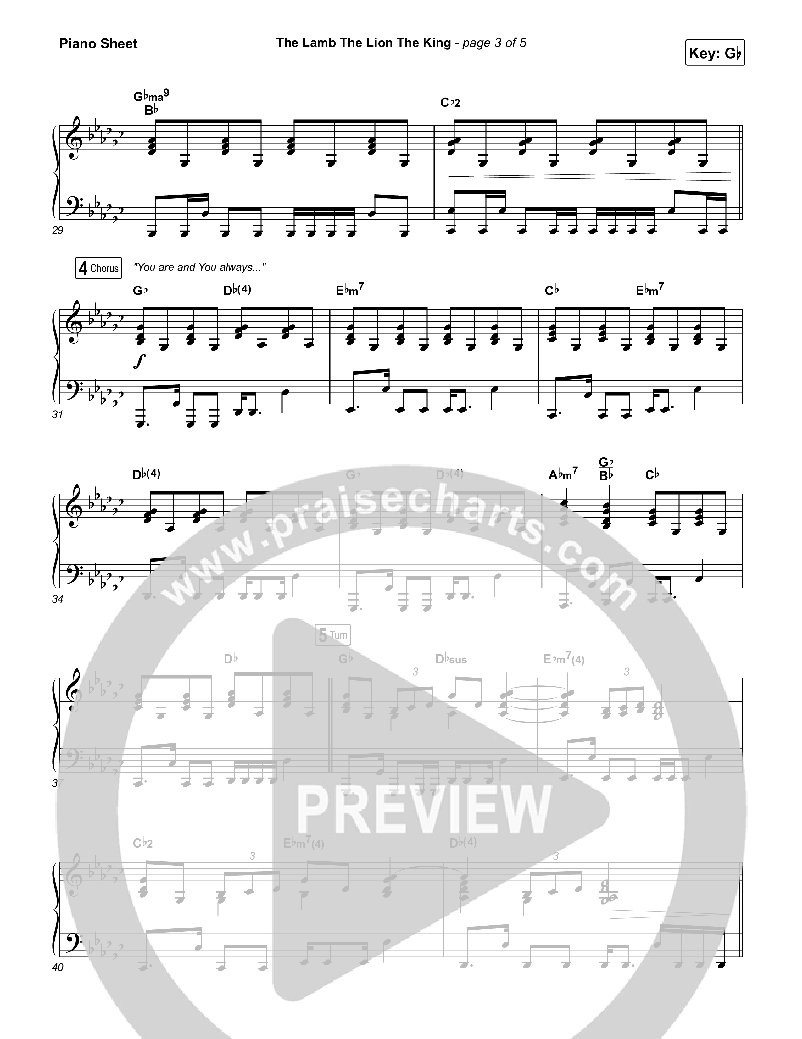 The Lamb The Lion The King Piano Sheet (Meredith Andrews)