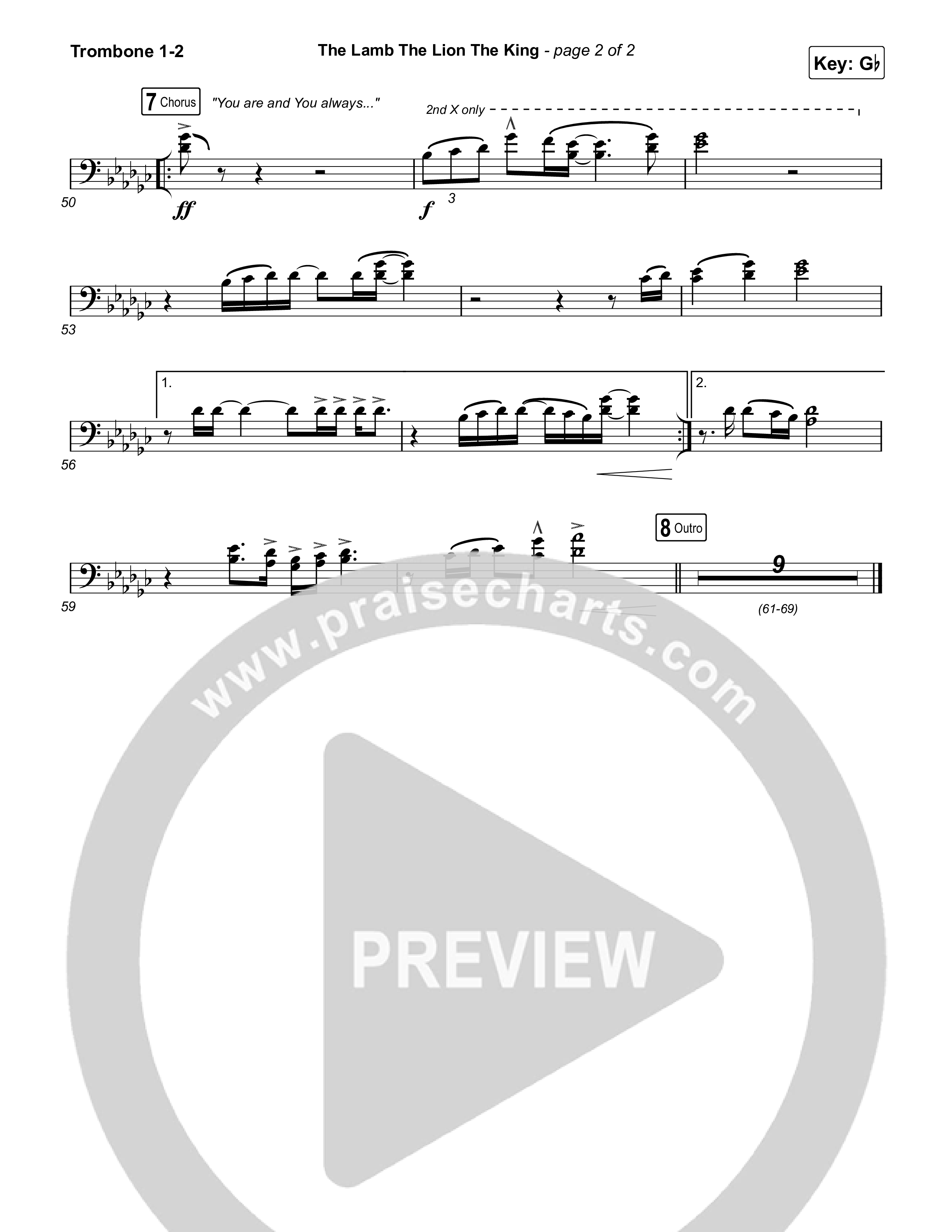 The Lamb The Lion The King Trombone 1/2 (Meredith Andrews)