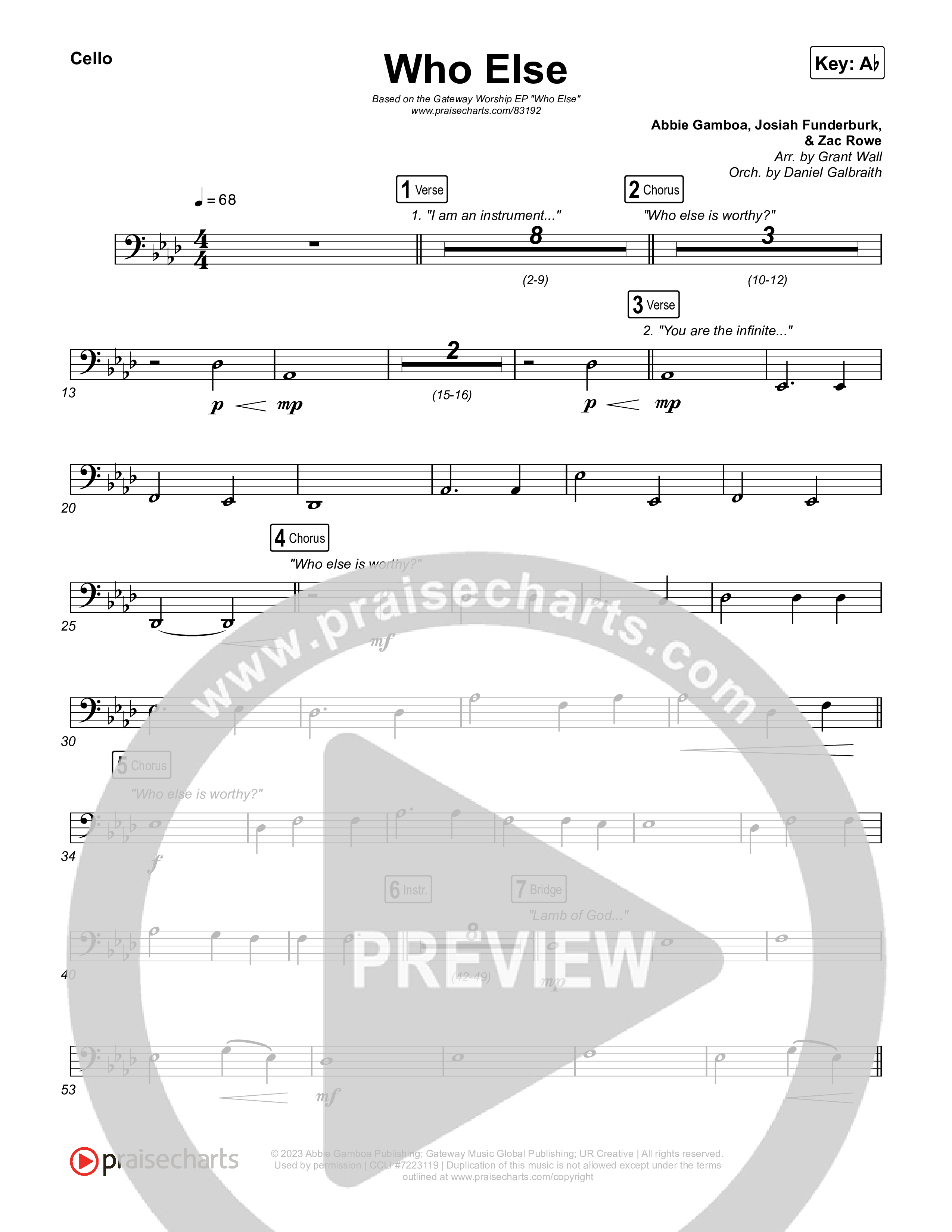 Who Else (Live) Cello (Gateway Worship / Abbie Gamboa)