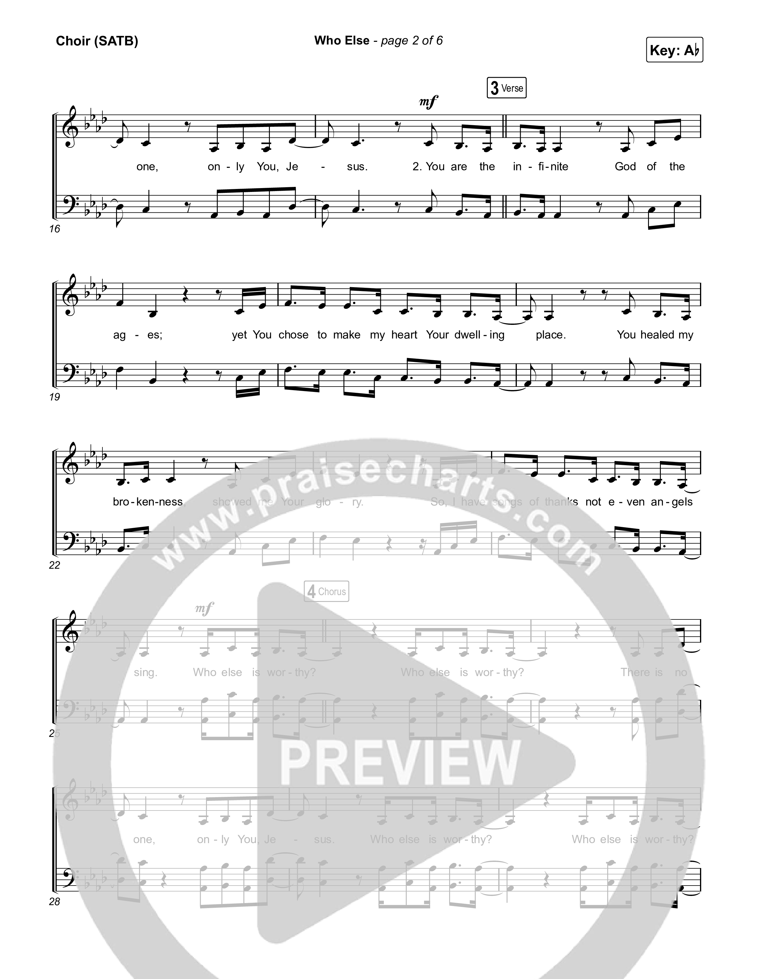 Who Else (Live) Choir Sheet (SATB) (Gateway Worship / Abbie Gamboa)