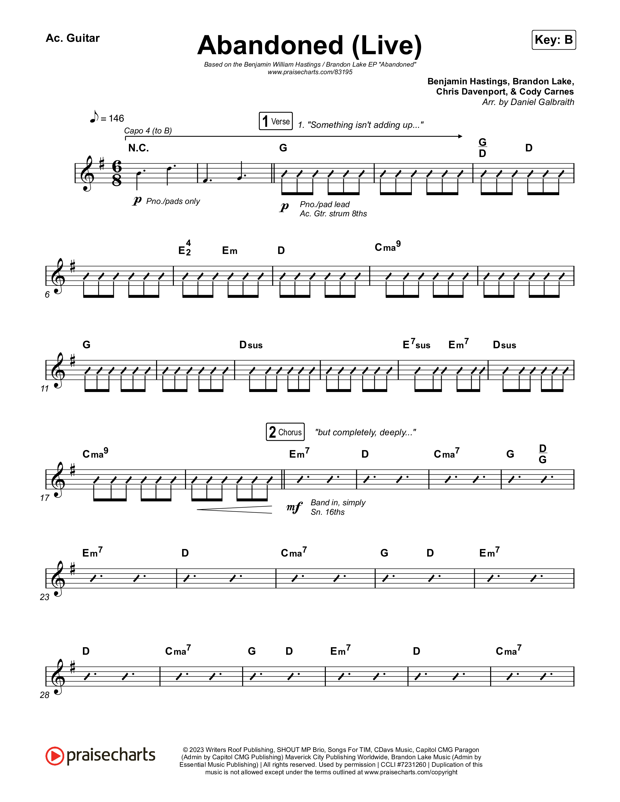 Abandoned (Live) Acoustic Guitar (Benjamin William Hastings / Brandon Lake)