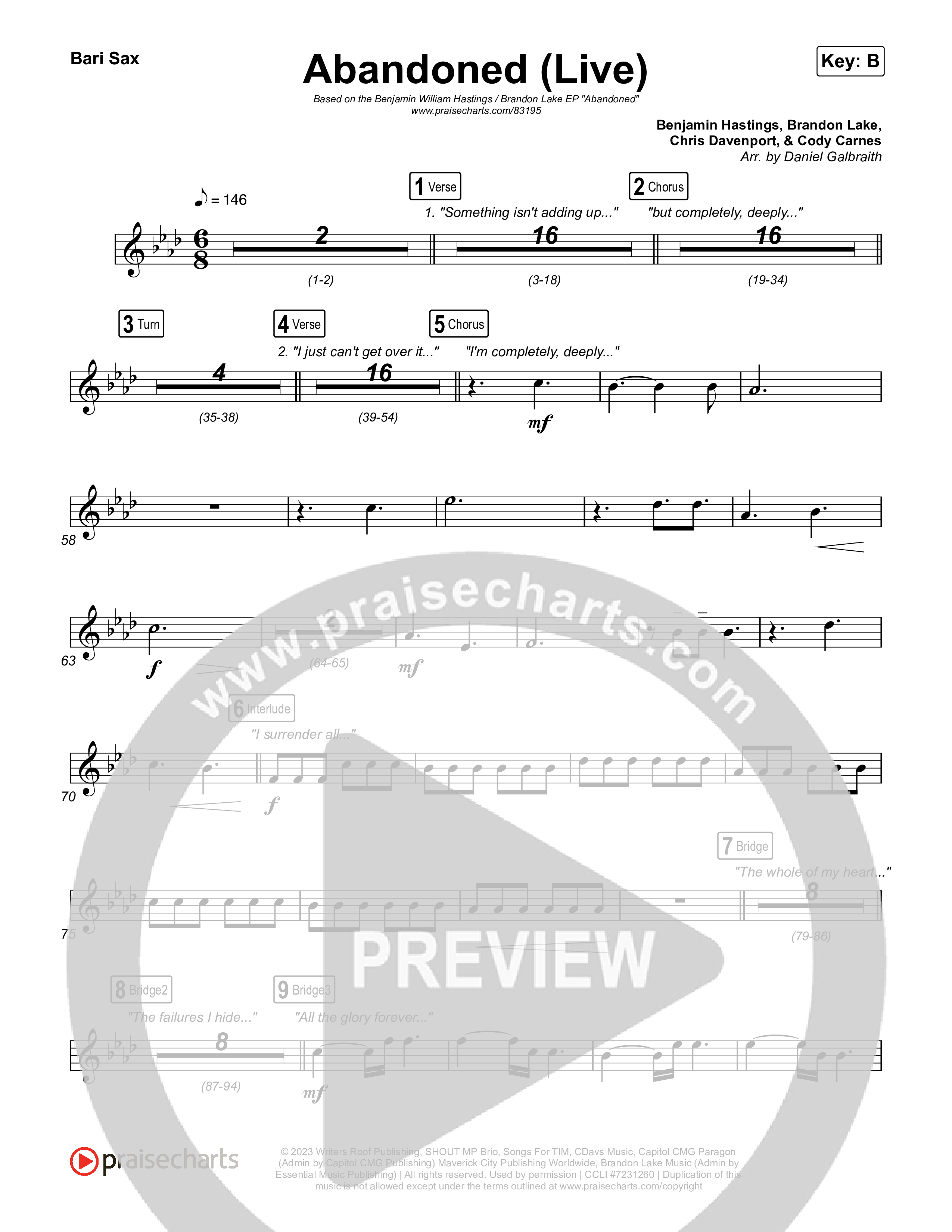 Abandoned (Live) Bari Sax (Benjamin William Hastings / Brandon Lake)