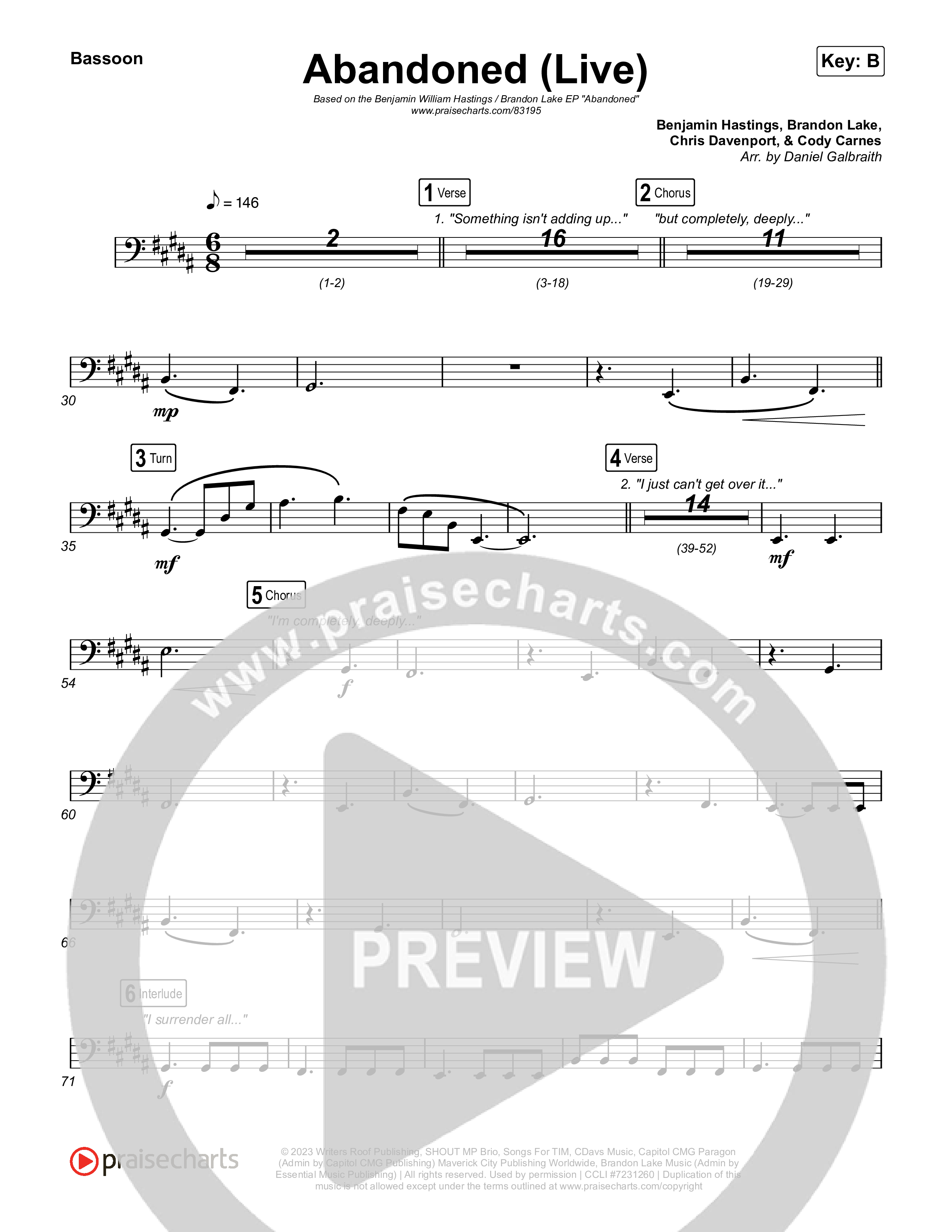 Abandoned (Live) Bassoon (Benjamin William Hastings / Brandon Lake)