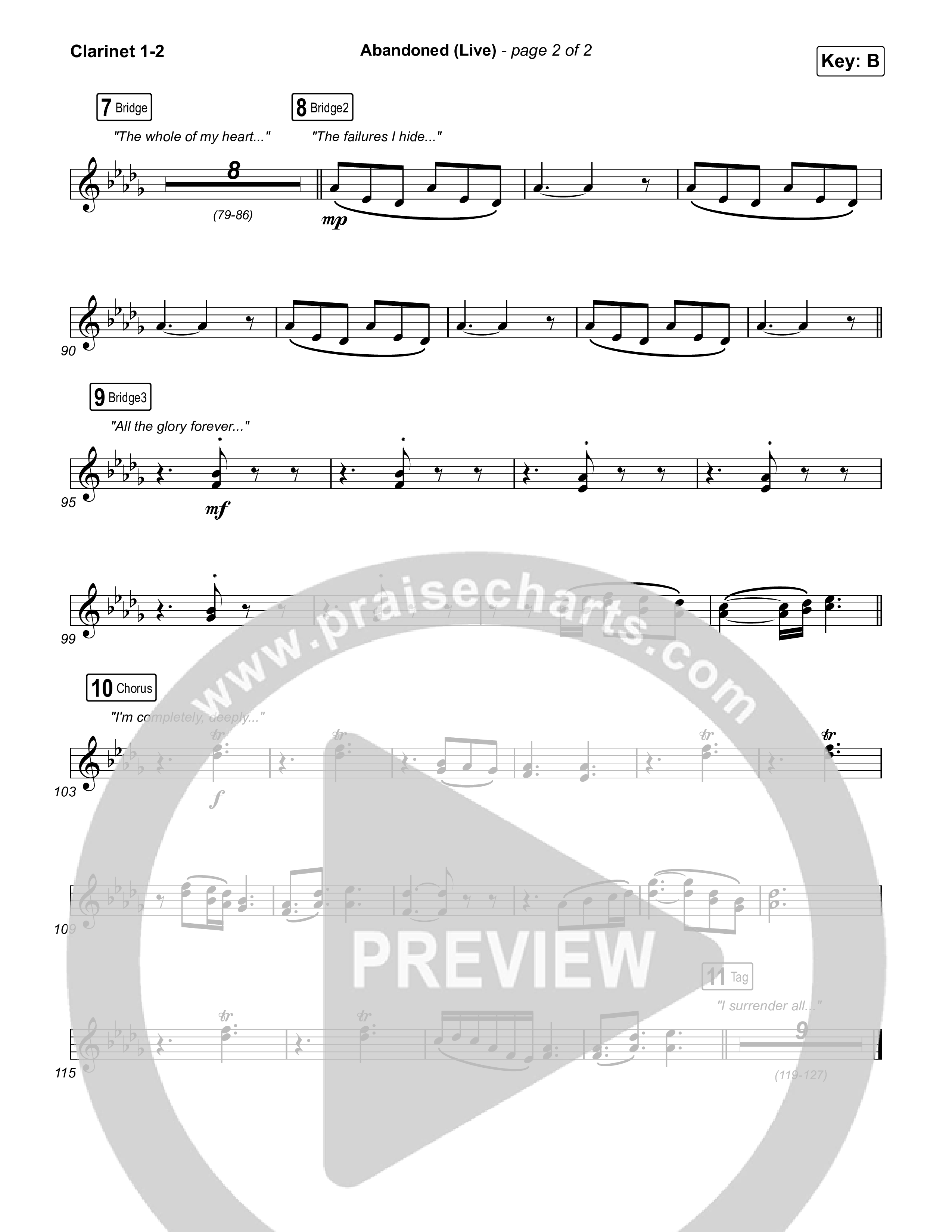 Abandoned (Live) Clarinet 1/2 (Benjamin William Hastings / Brandon Lake)