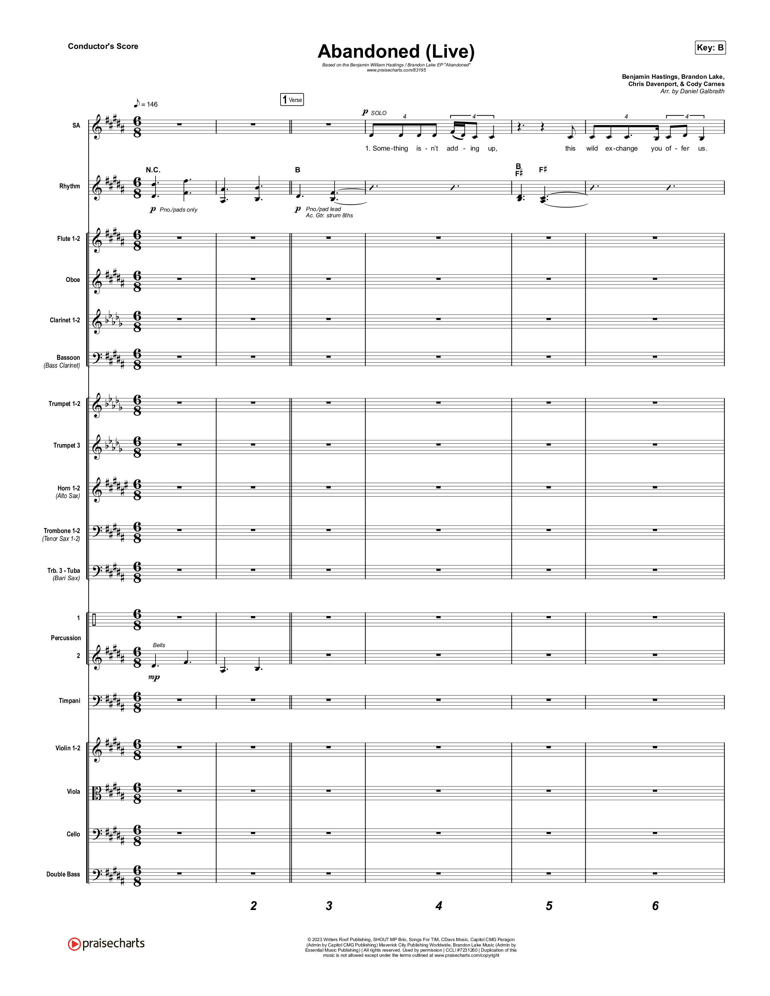 Abandoned (Live) Conductor's Score (Benjamin William Hastings / Brandon Lake)