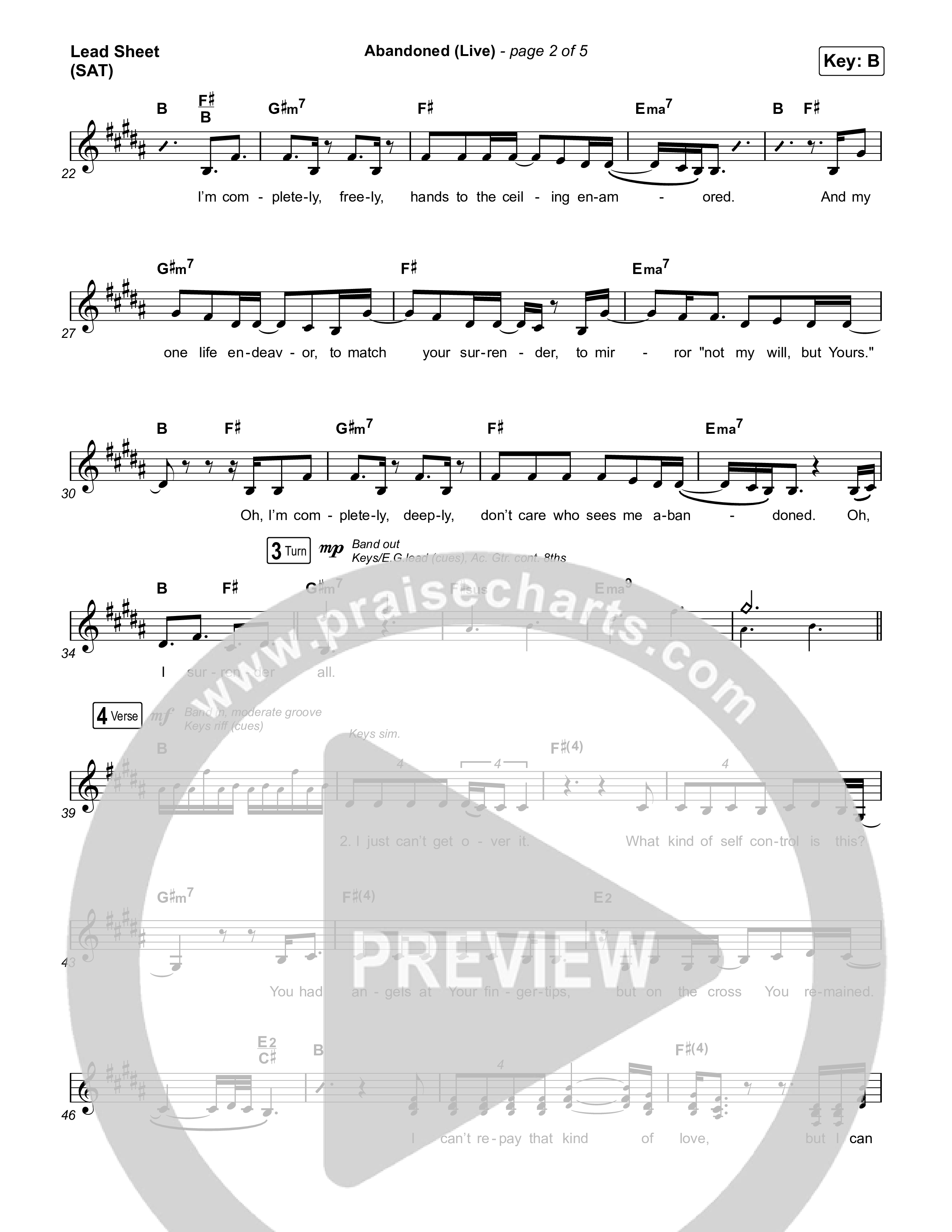 Abandoned (Live) Lead Sheet (SAT) (Benjamin William Hastings / Brandon Lake)