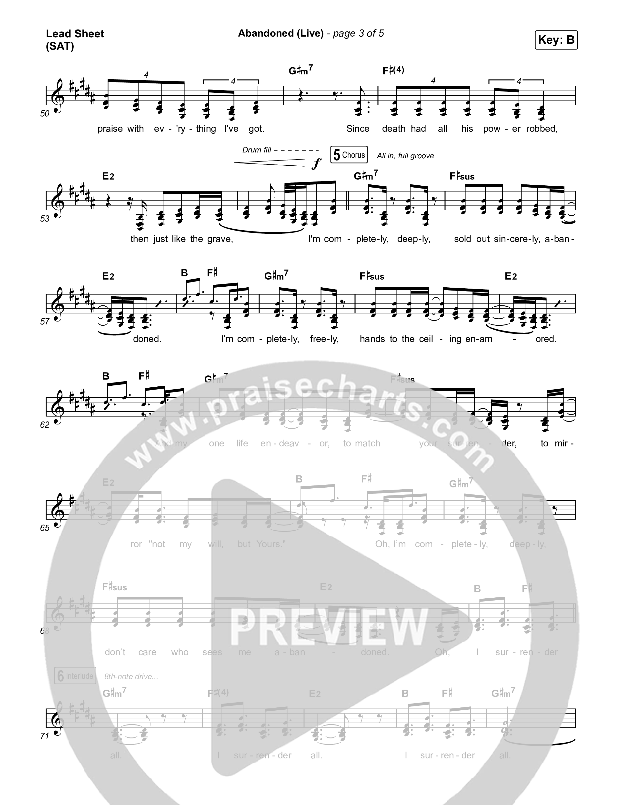 Abandoned (Live) Lead Sheet (SAT) (Benjamin William Hastings / Brandon Lake)