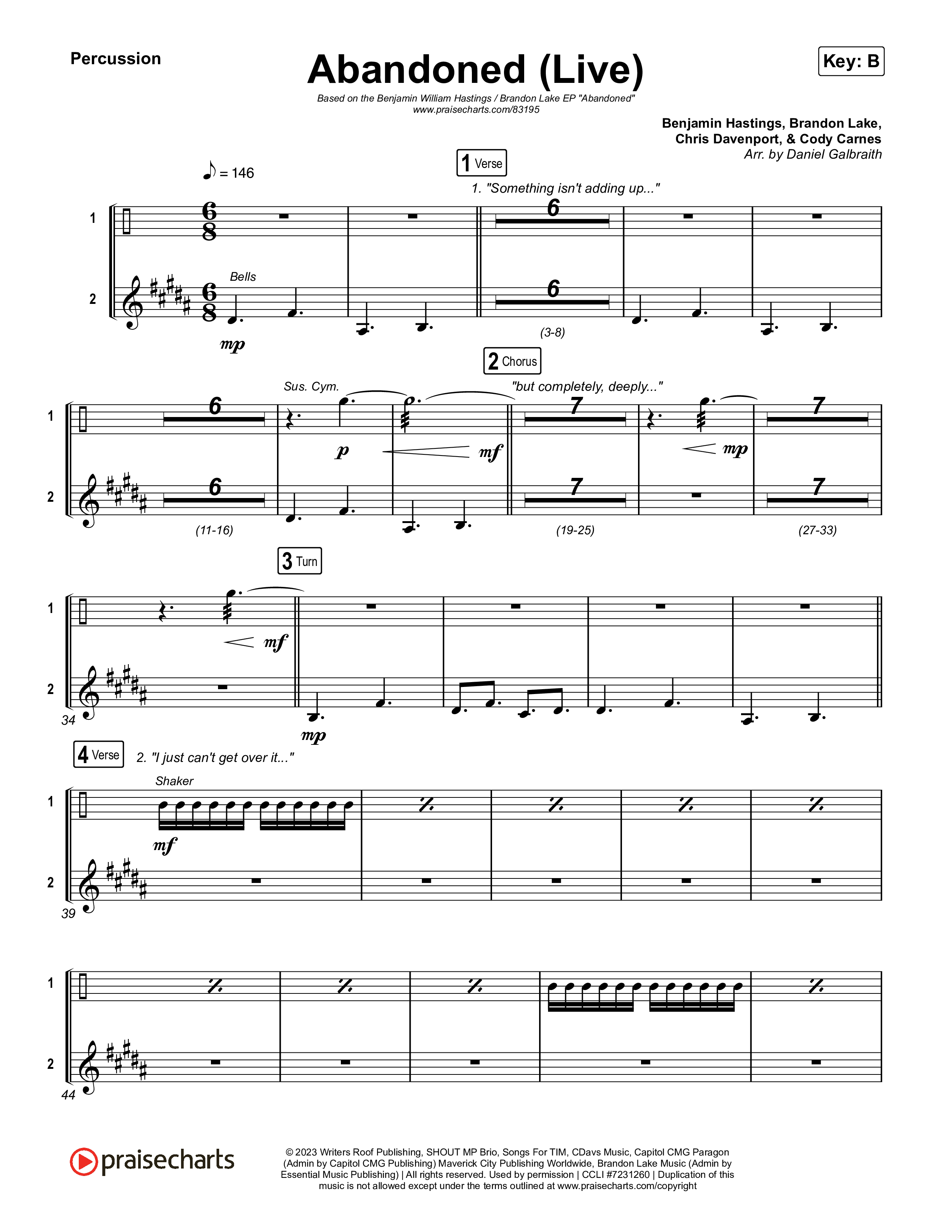 Abandoned (Live) Percussion (Benjamin William Hastings / Brandon Lake)