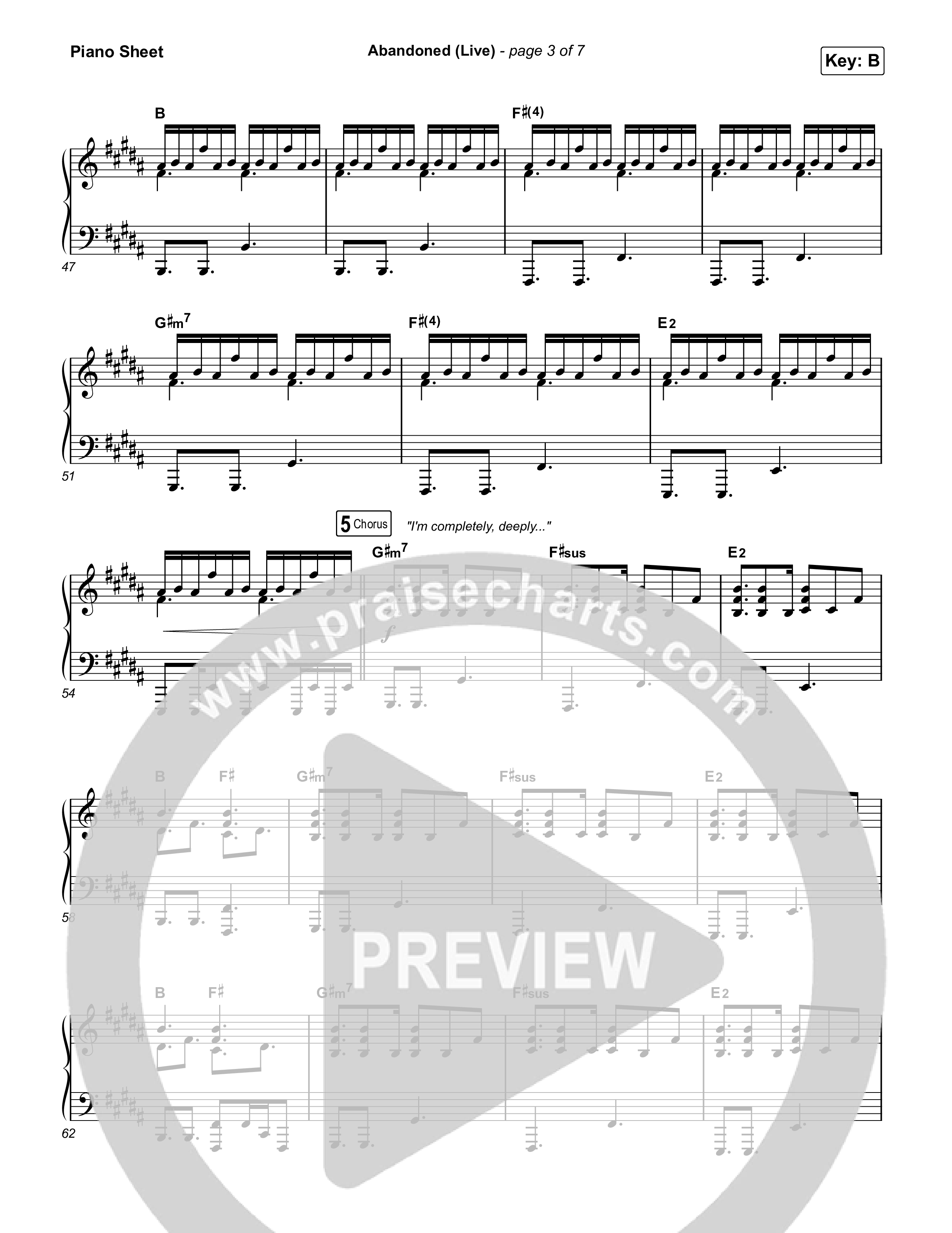 Abandoned (Live) Piano Sheet (Benjamin William Hastings / Brandon Lake)