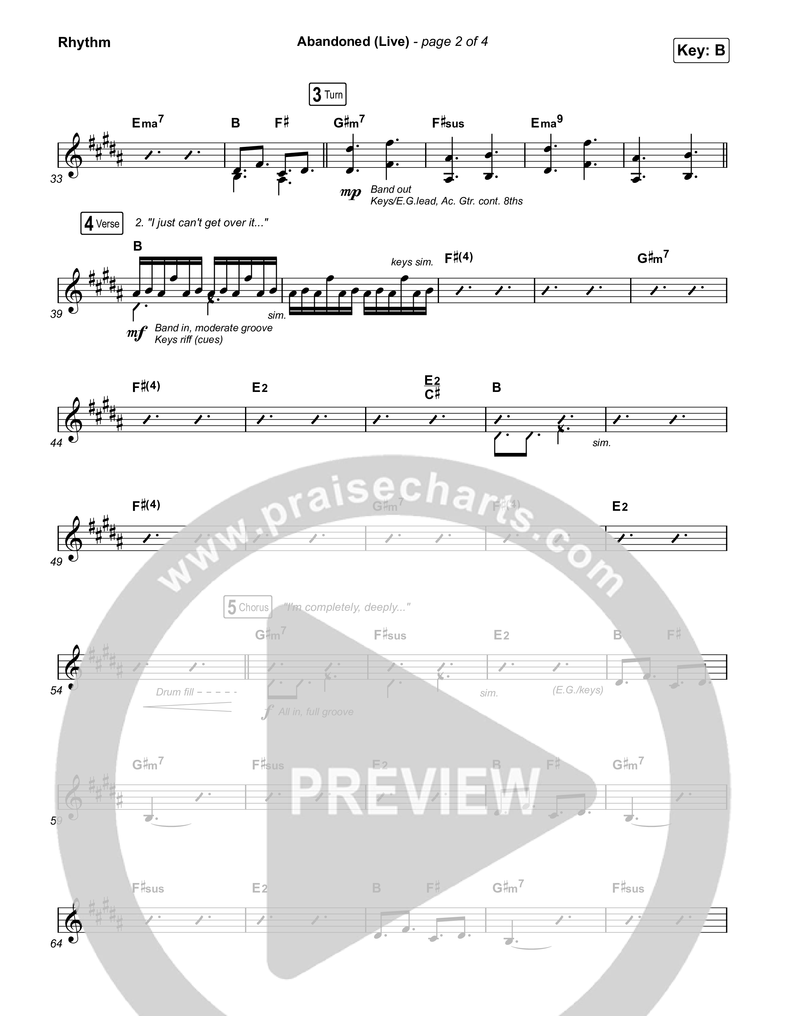 Abandoned (Live) Rhythm Chart (Benjamin William Hastings / Brandon Lake)