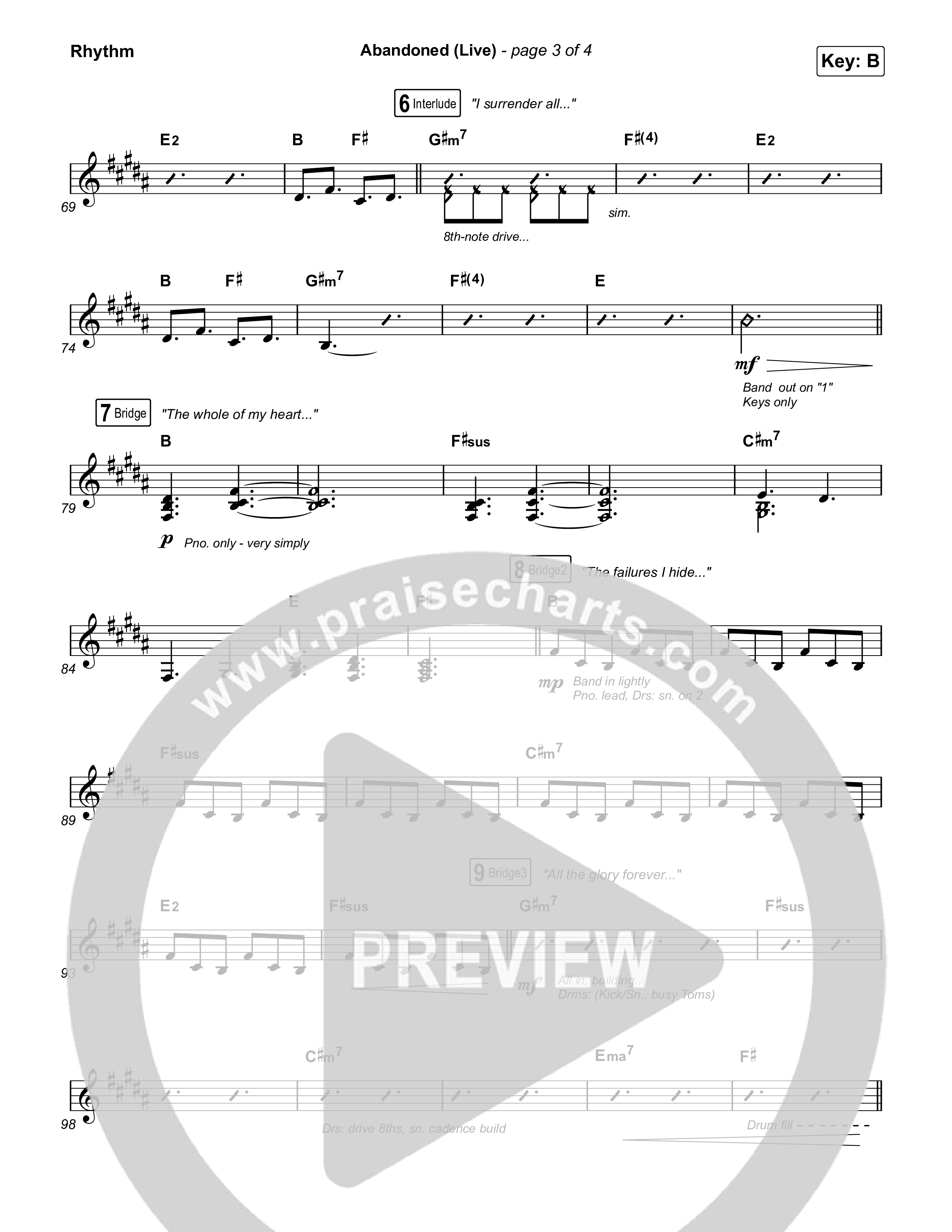 Abandoned (Live) Rhythm Chart (Benjamin William Hastings / Brandon Lake)