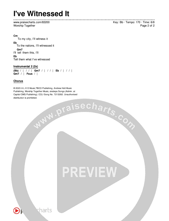 I've Witnessed It Chords & Lyrics (Worship Together)