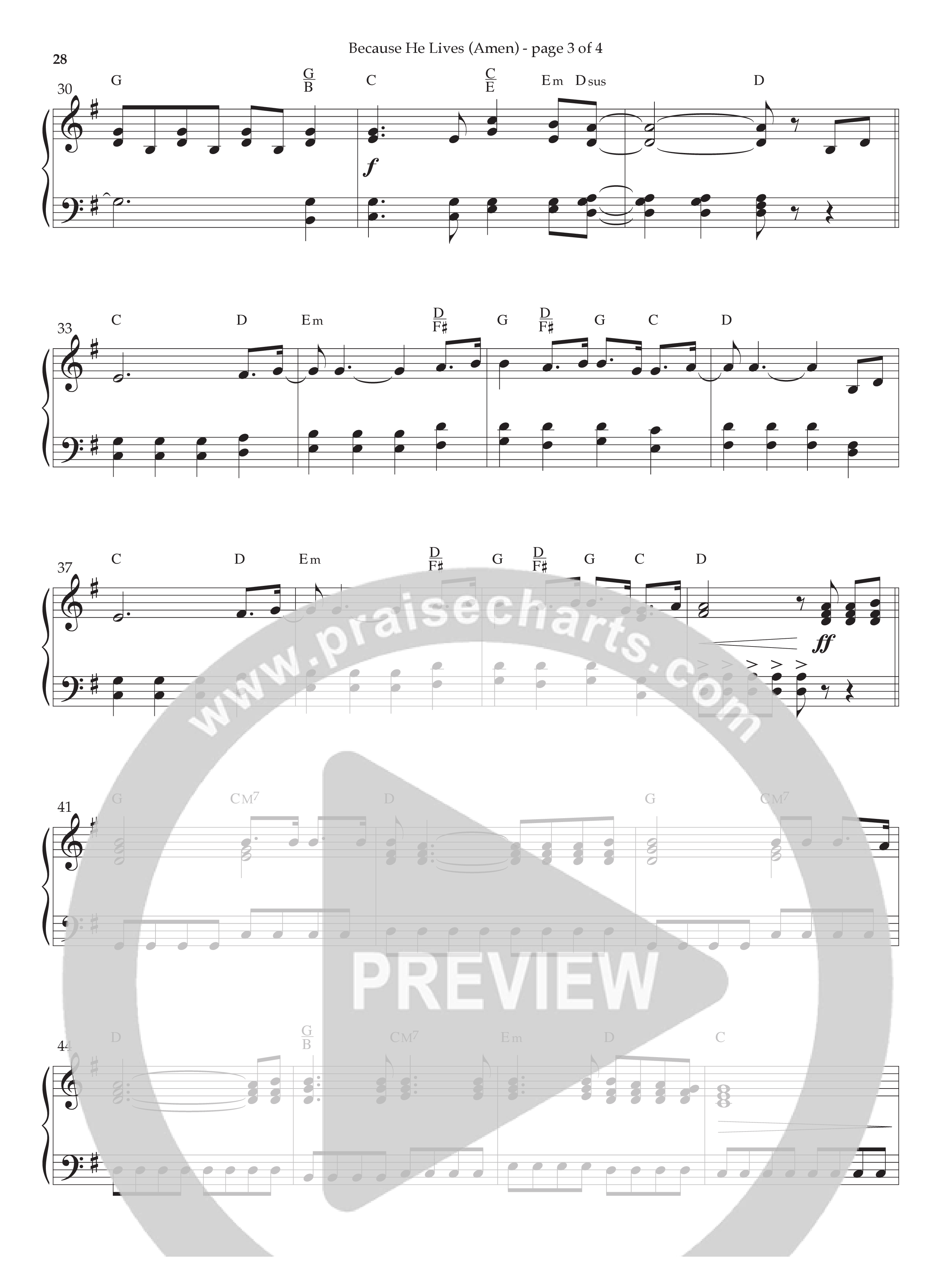Because He Lives (Amen) (Instrumental) Piano Sheet (Lifeway Worship / Arr. Phillip Keveren)