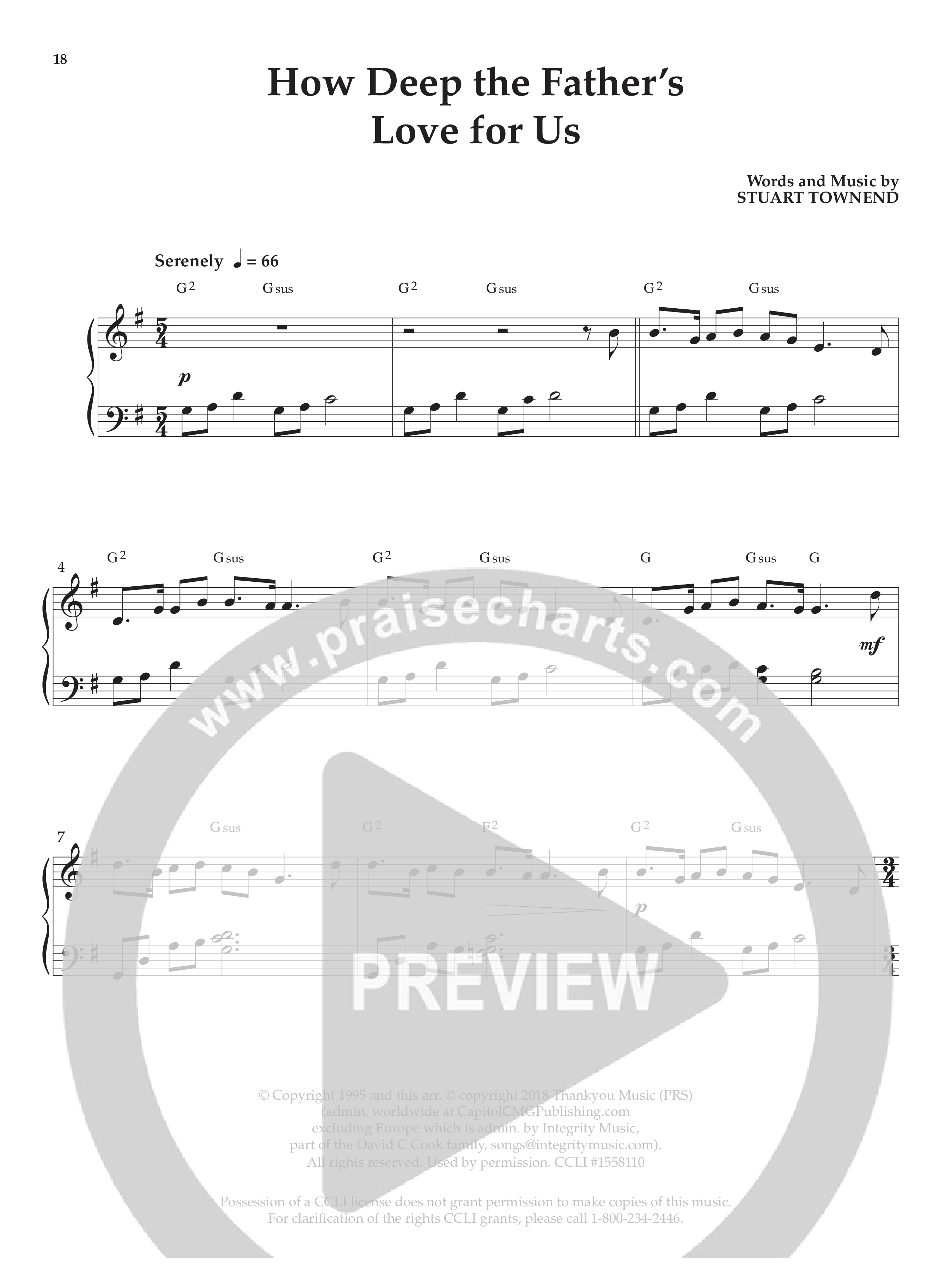 How Deep The Father's Love For Us (Instrumental) Piano Sheet (Lifeway Worship / Arr. Phillip Keveren)
