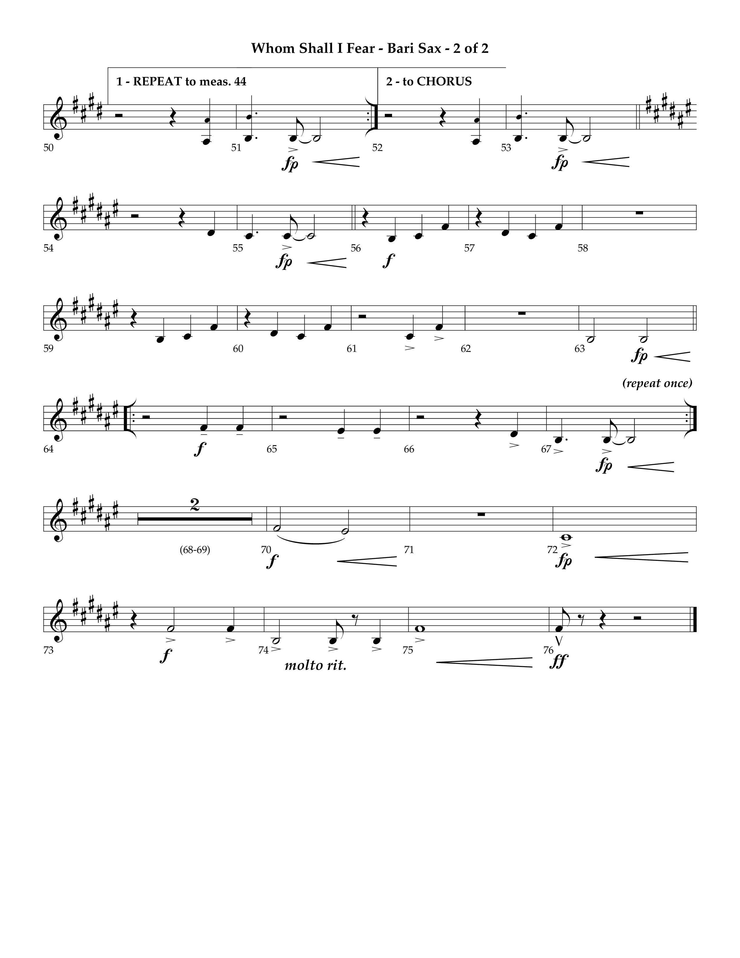 Whom Shall I Fear (God Of Angel Armies) (Choral Anthem SATB) Bari Sax (Lifeway Choral / Arr. Ken Barker / Orch. David Shipps)