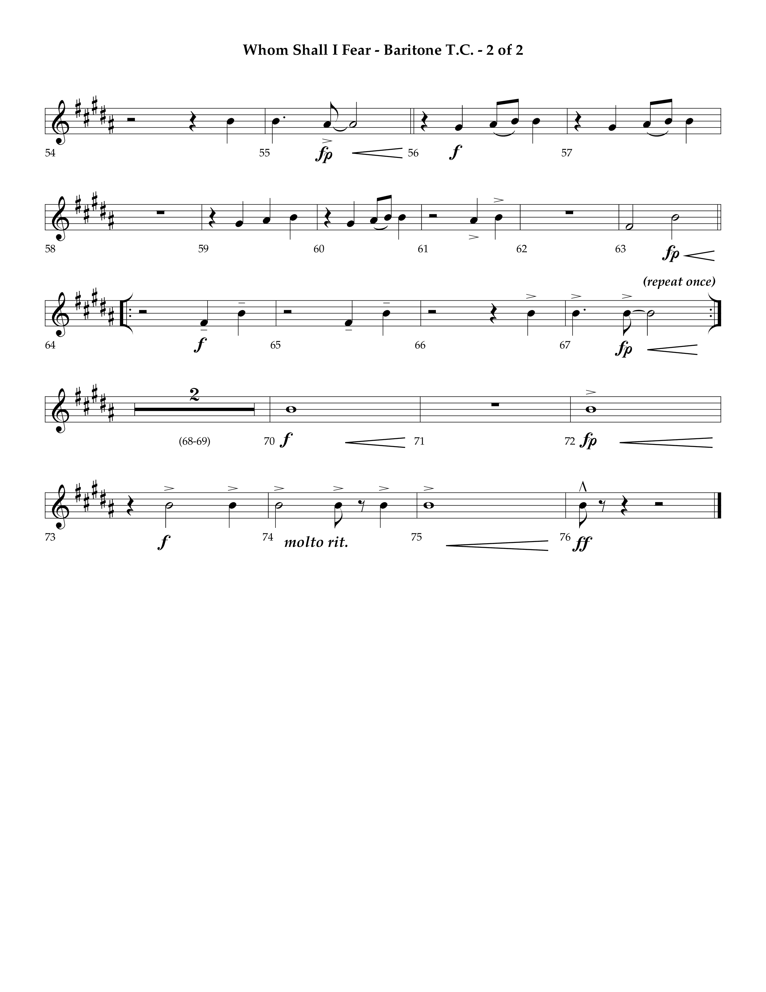 Whom Shall I Fear (God Of Angel Armies) (Choral Anthem SATB) Baritone TC (Lifeway Choral / Arr. Ken Barker / Orch. David Shipps)