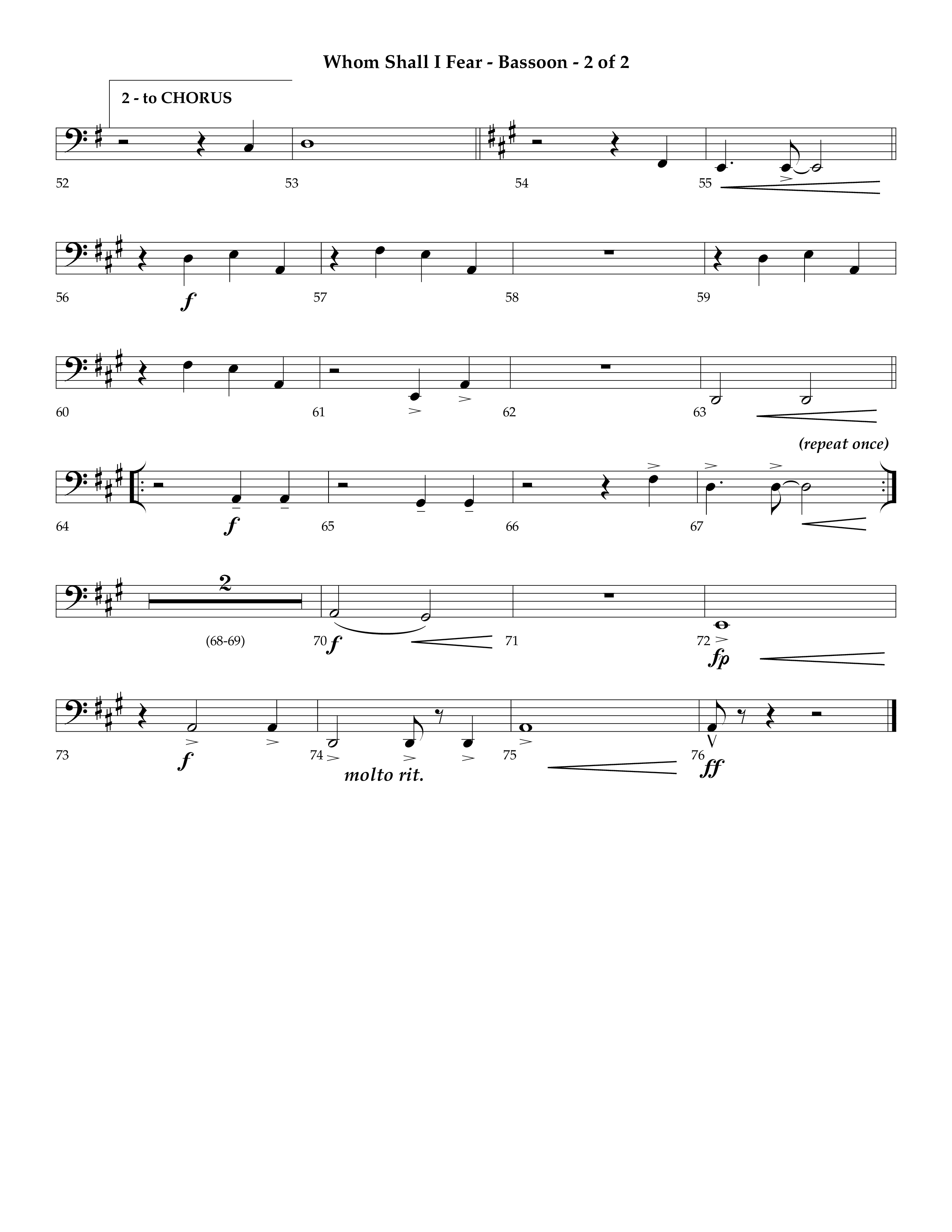 Whom Shall I Fear (God Of Angel Armies) (Choral Anthem SATB) Bassoon (Lifeway Choral / Arr. Ken Barker / Orch. David Shipps)