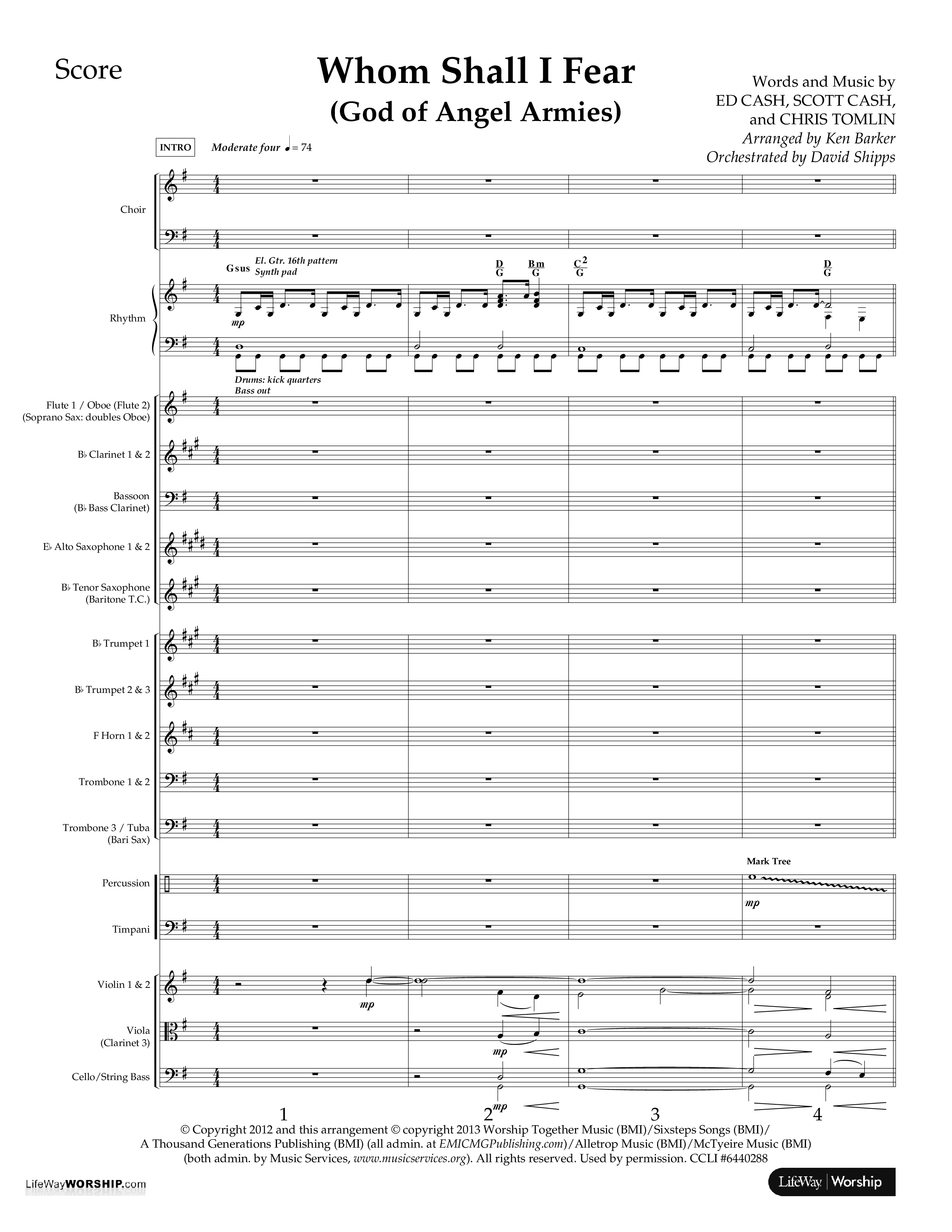Whom Shall I Fear (God Of Angel Armies) (Choral Anthem SATB) Orchestration (Lifeway Choral / Arr. Ken Barker / Orch. David Shipps)