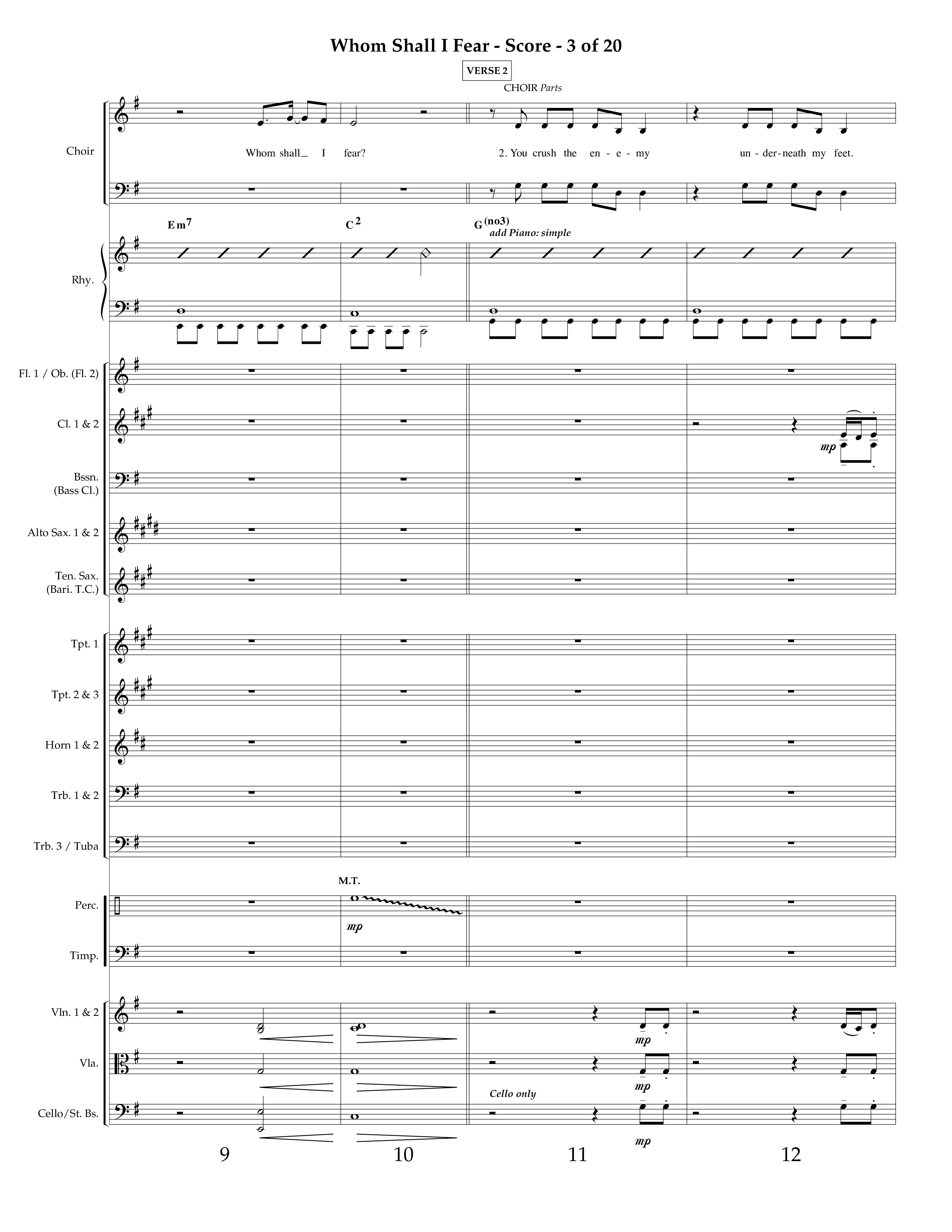 Whom Shall I Fear (God Of Angel Armies) (Choral Anthem SATB) Orchestration (Lifeway Choral / Arr. Ken Barker / Orch. David Shipps)