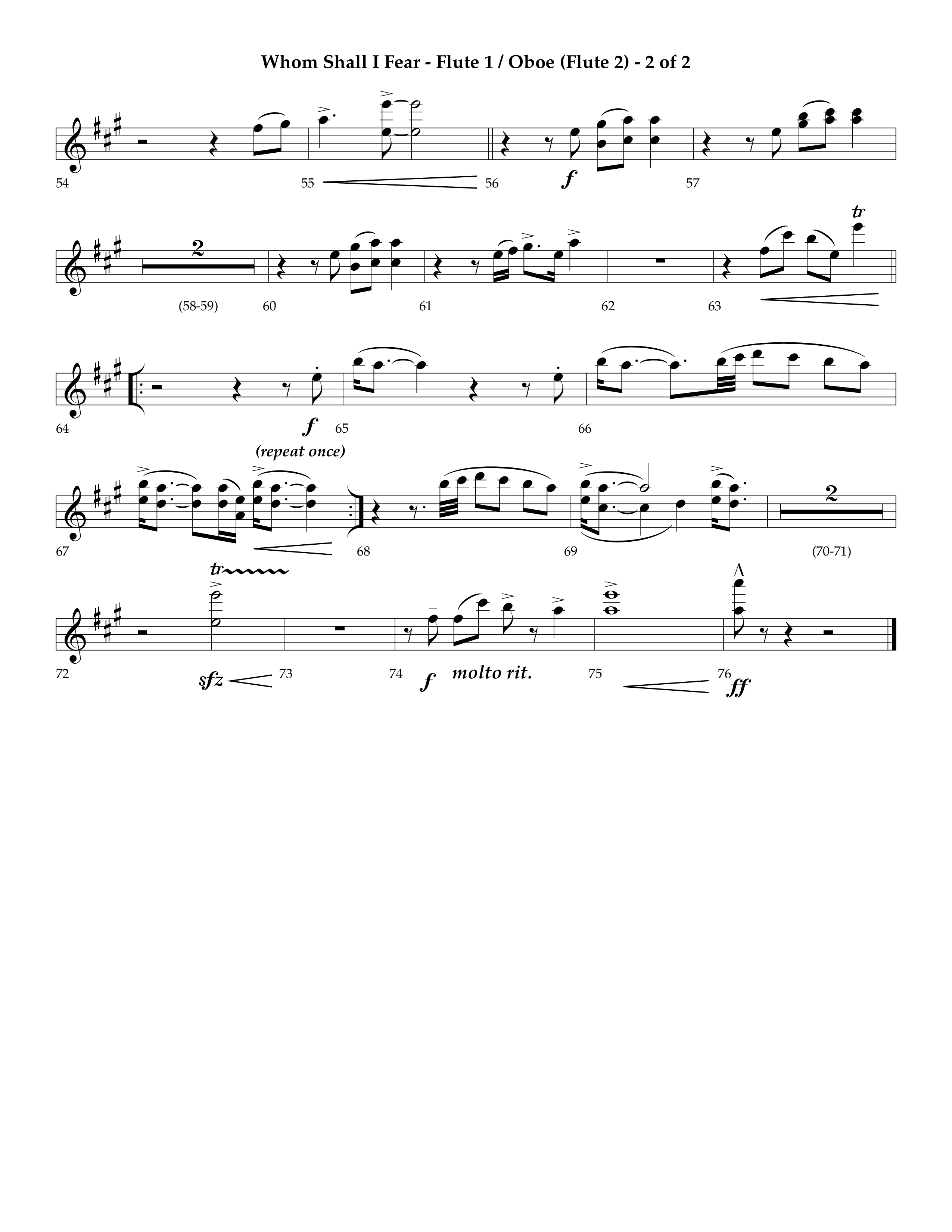 Whom Shall I Fear (God Of Angel Armies) (Choral Anthem SATB) Flute (Lifeway Choral / Arr. Ken Barker / Orch. David Shipps)