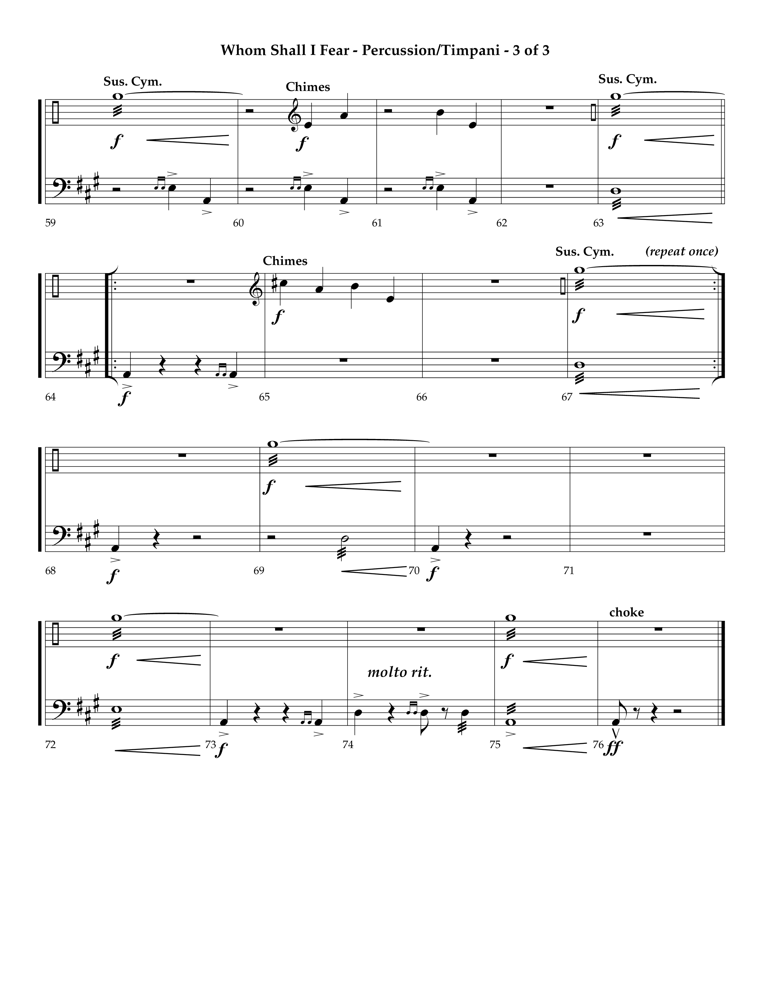 Whom Shall I Fear (God Of Angel Armies) (Choral Anthem SATB) Percussion (Lifeway Choral / Arr. Ken Barker / Orch. David Shipps)