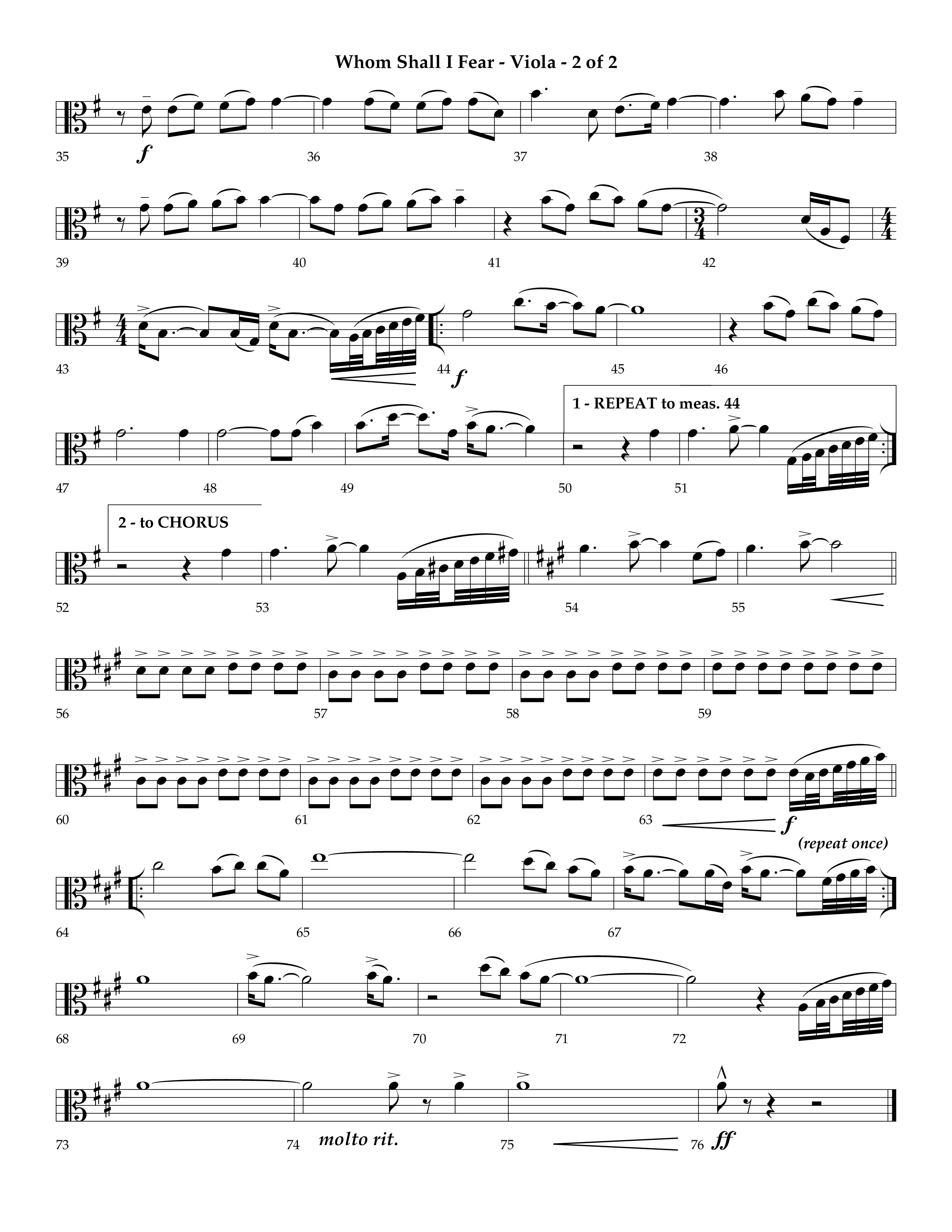 Whom Shall I Fear (God Of Angel Armies) (Choral Anthem SATB) Viola (Lifeway Choral / Arr. Ken Barker / Orch. David Shipps)