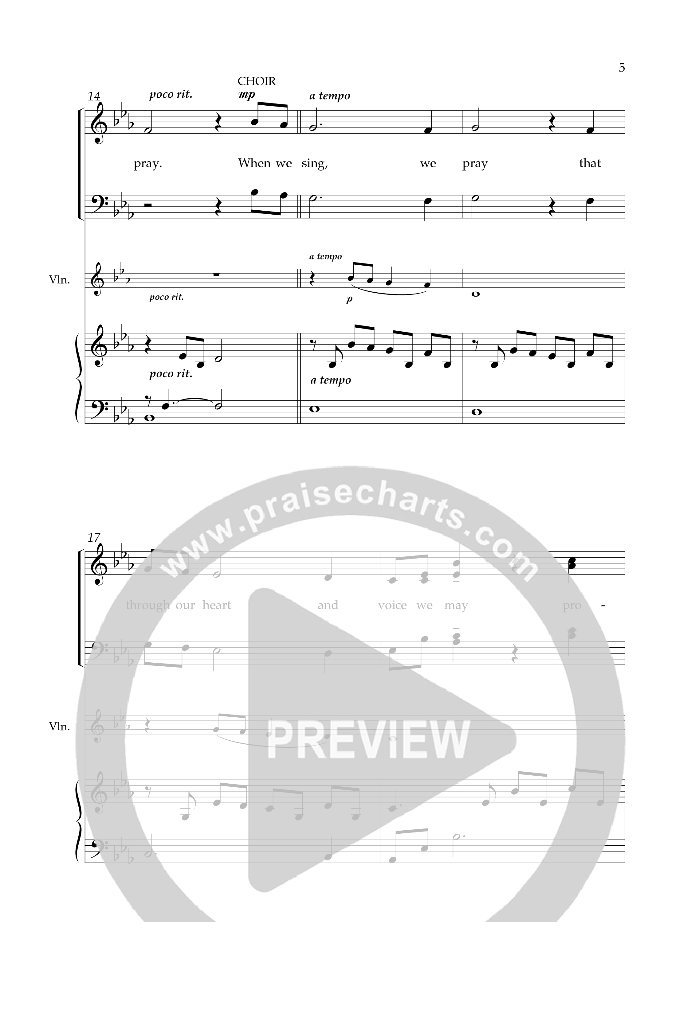When We Sing We Pray (Choral Anthem SATB) Piano/Violin (Lifeway Choral / Arr. Phillip Keveren)