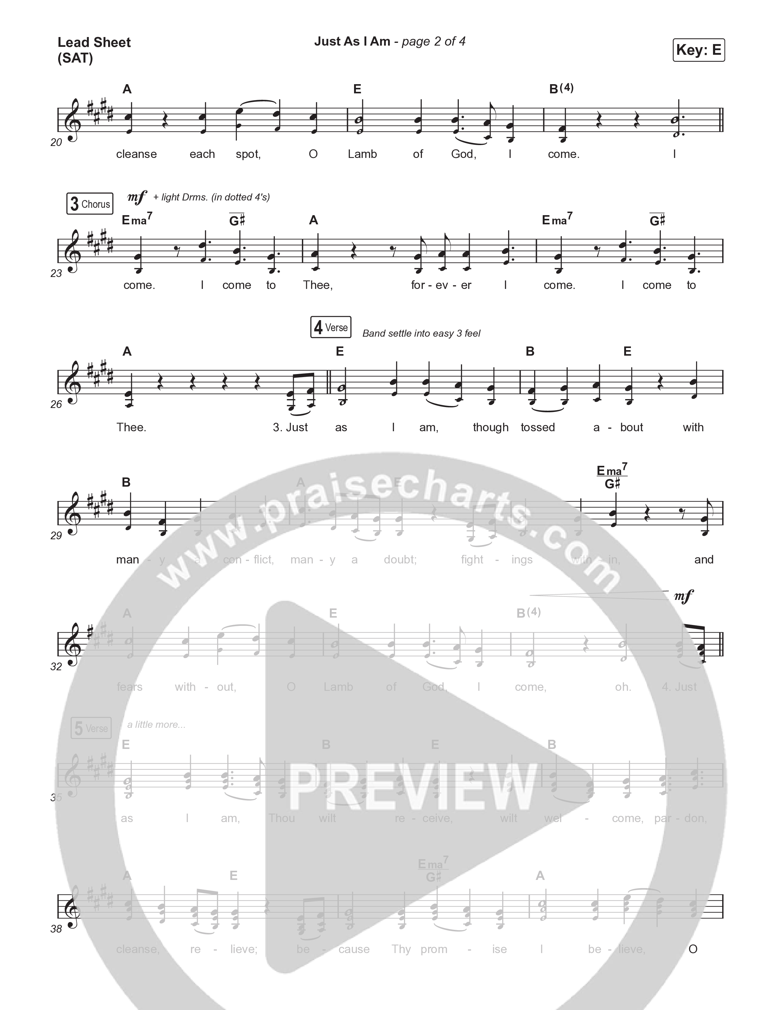 Just As I Am Lead Sheet (SAT) (The Worship Initiative)