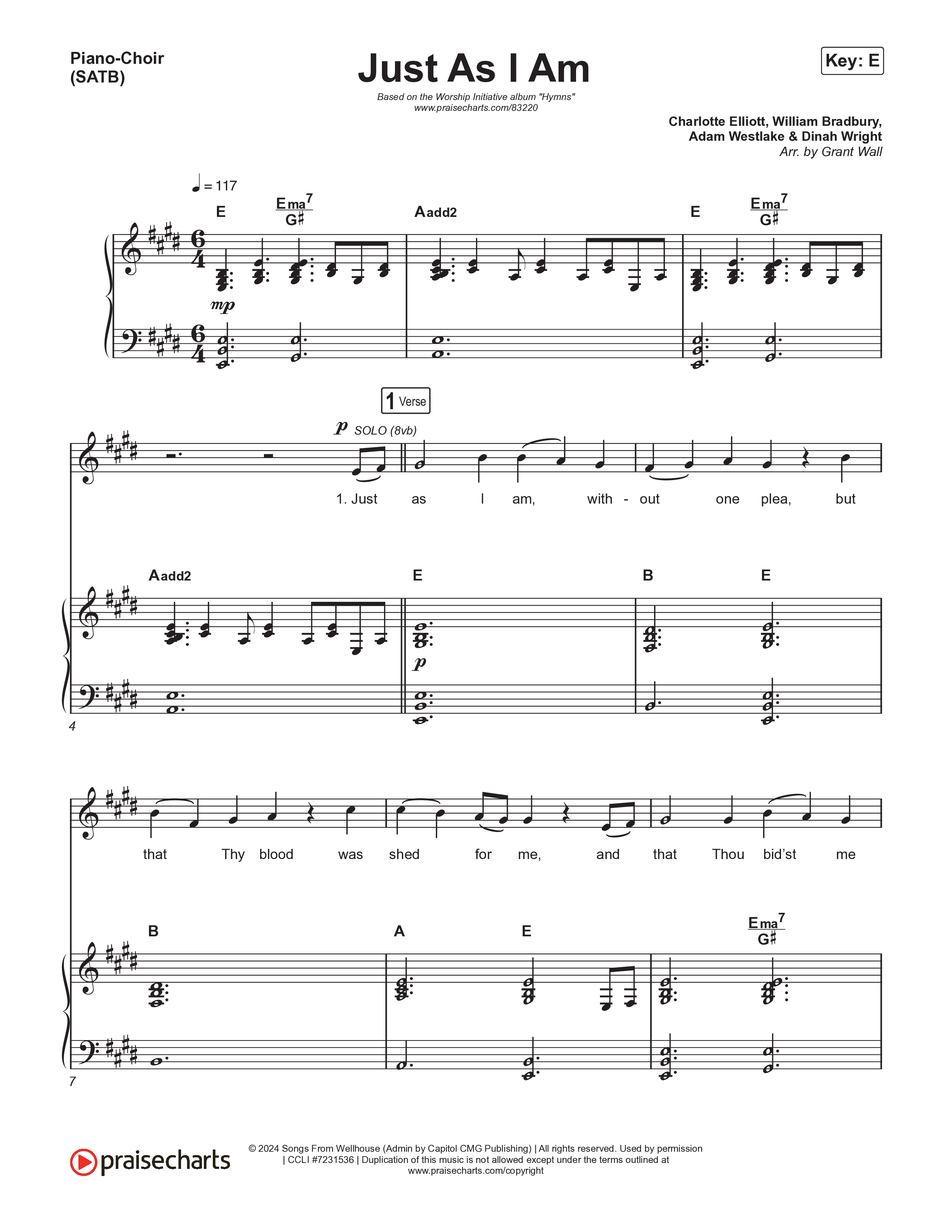 Just As I Am Piano/Vocal (SATB) (The Worship Initiative)
