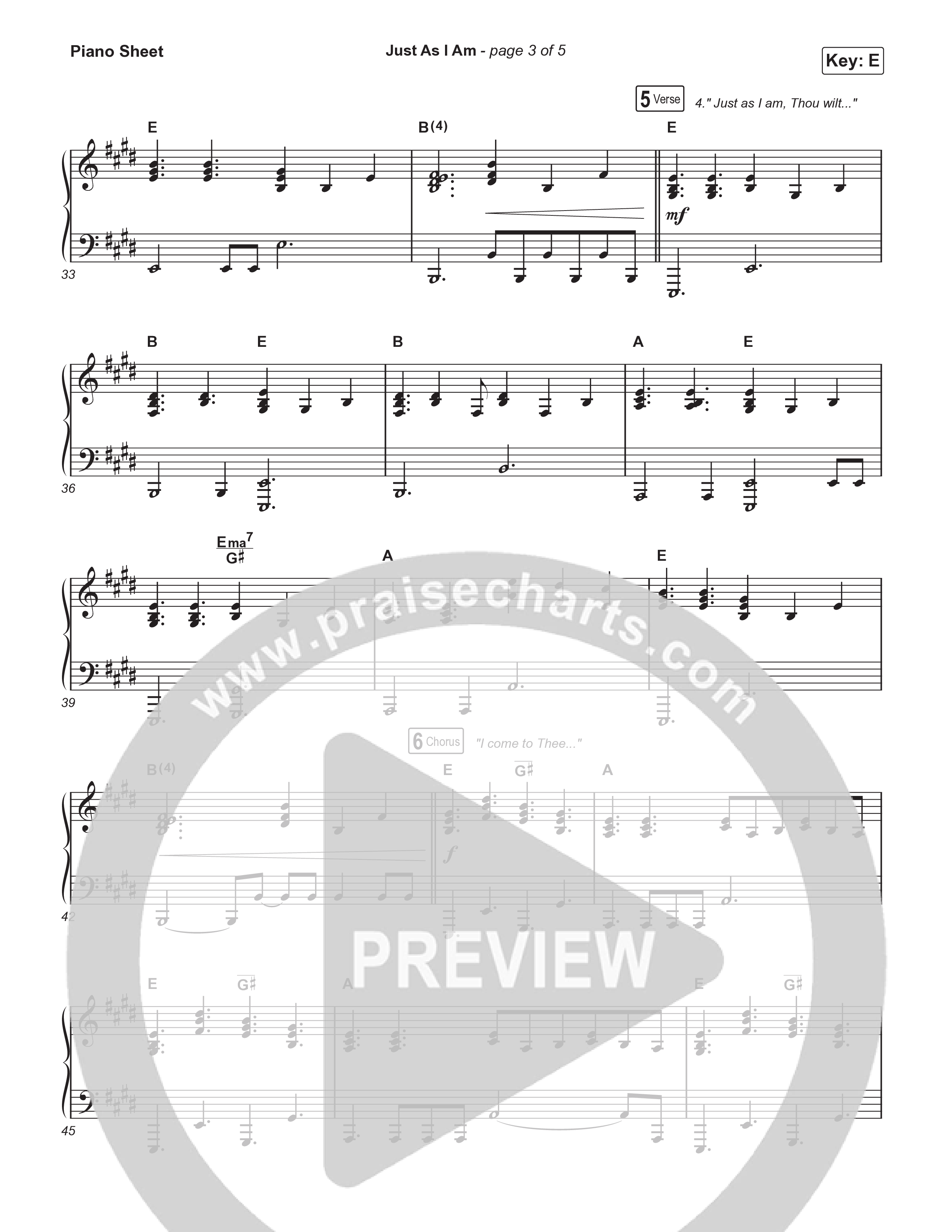 Just As I Am Piano Sheet (The Worship Initiative)