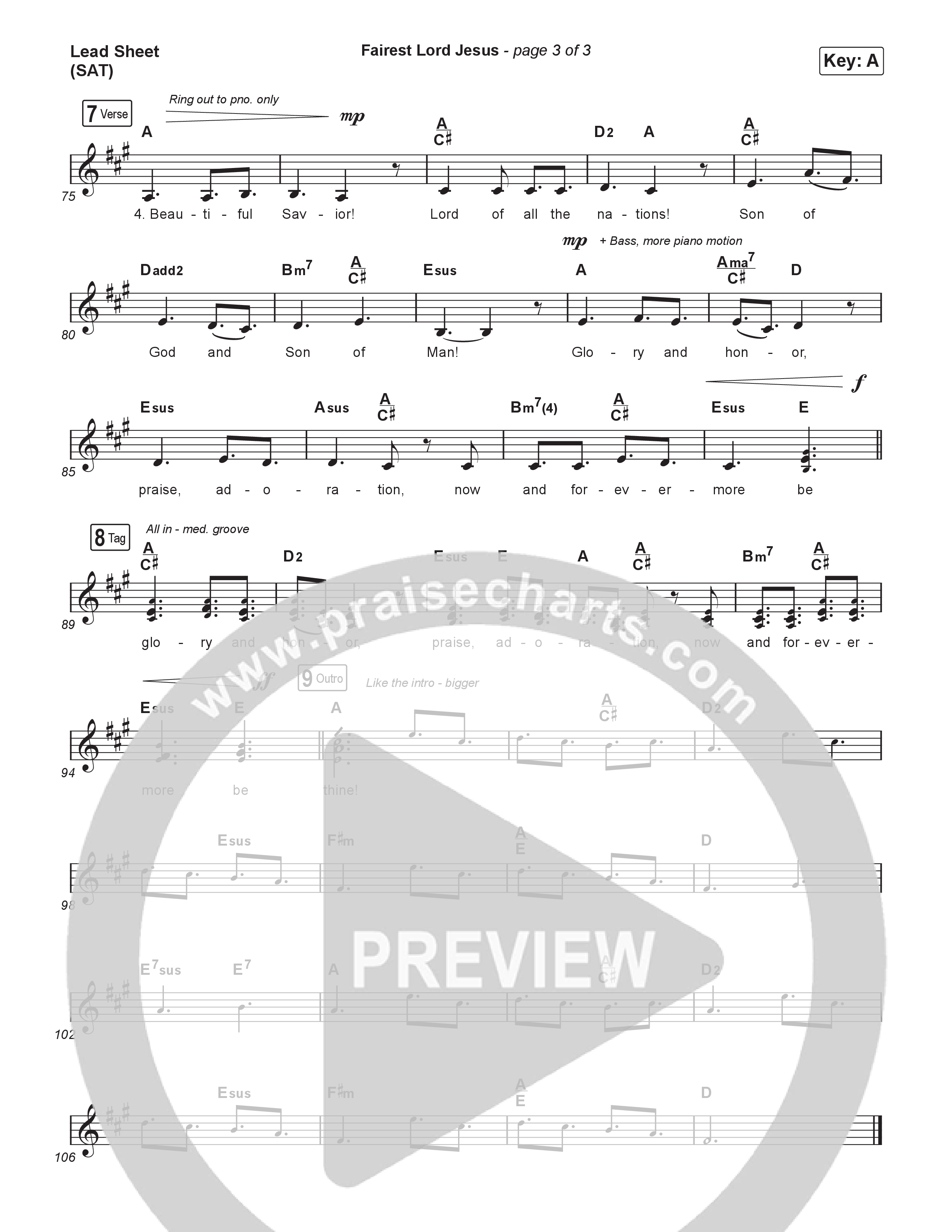 Fairest Lord Jesus Lead Sheet (SAT) (The Worship Initiative)