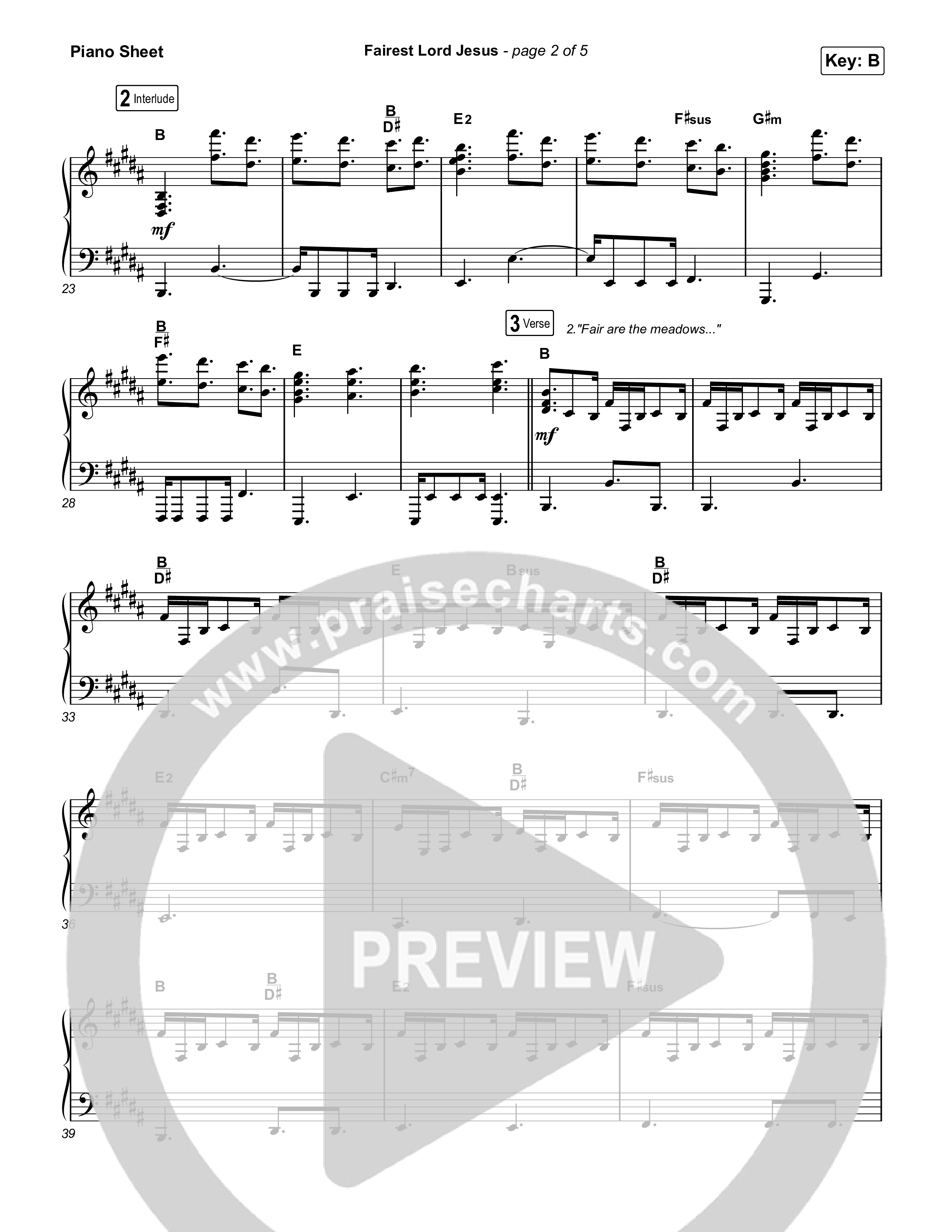 Fairest Lord Jesus Piano Sheet (The Worship Initiative)