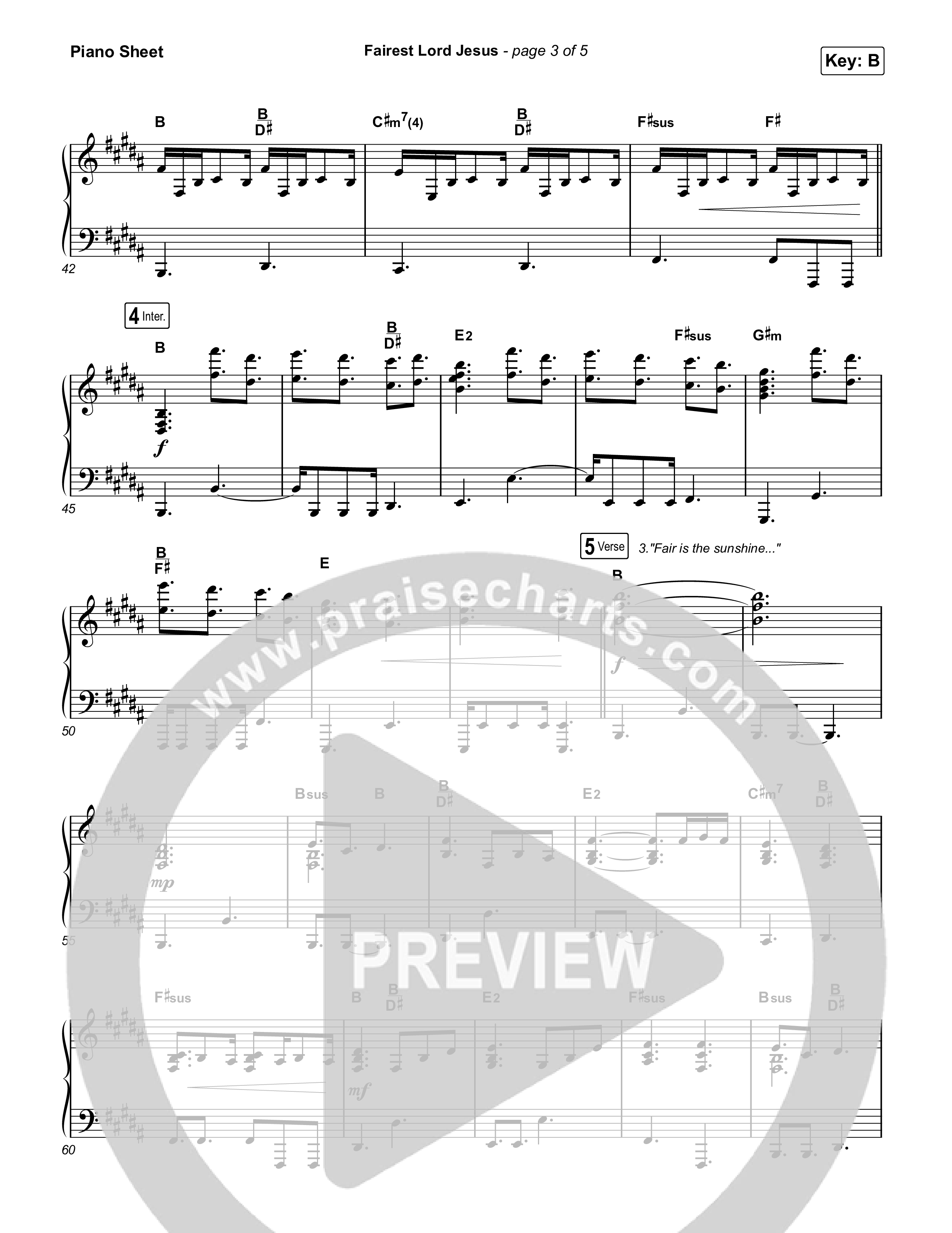 Fairest Lord Jesus Piano Sheet (The Worship Initiative)