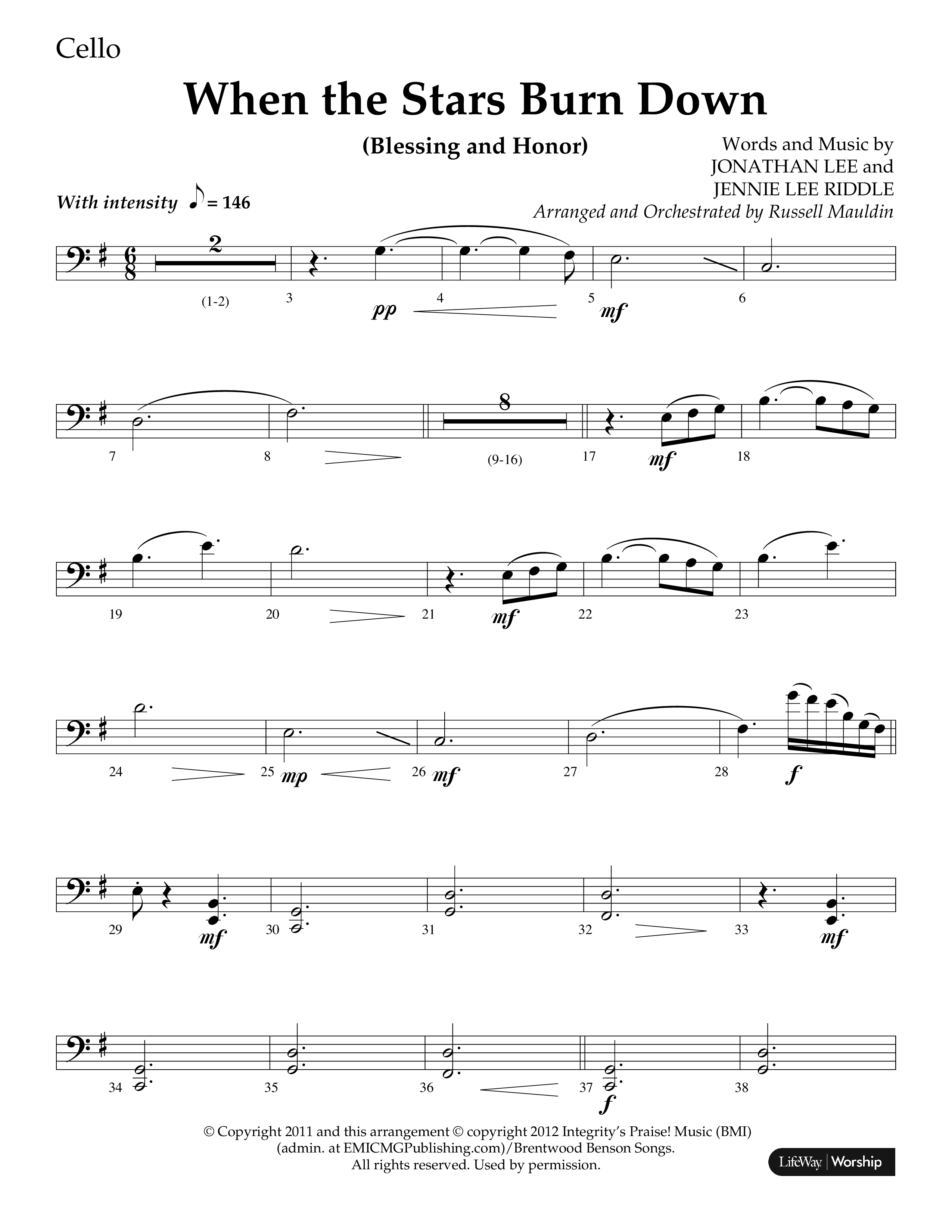When The Stars Burn Down (Choral Anthem SATB) Cello (Lifeway Choral / Arr. Russell Mauldin)